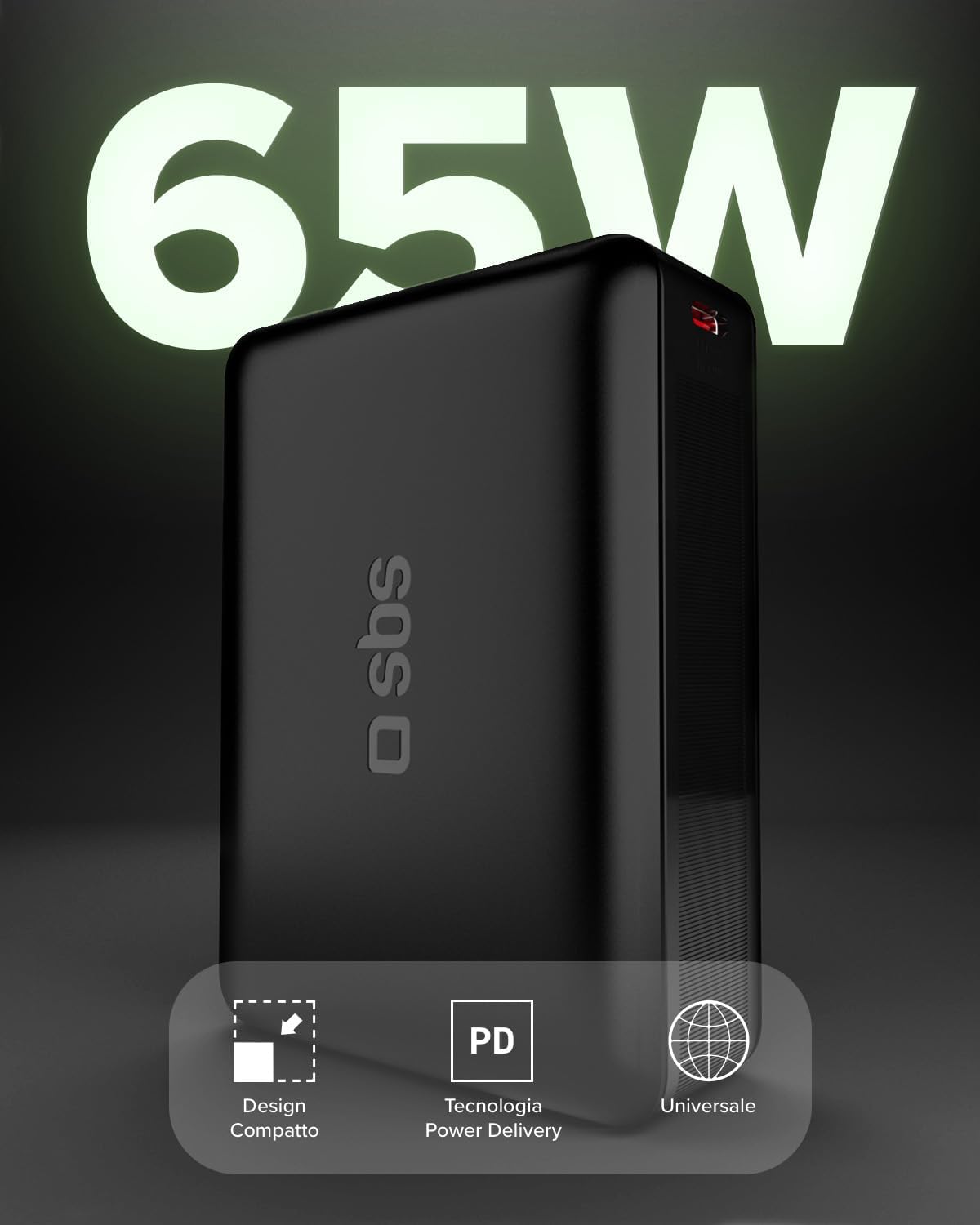 Detalle 2 de SBS NanoTube PowerBank HD 20000mAh: ricarica rapida da 65W in formato compatto