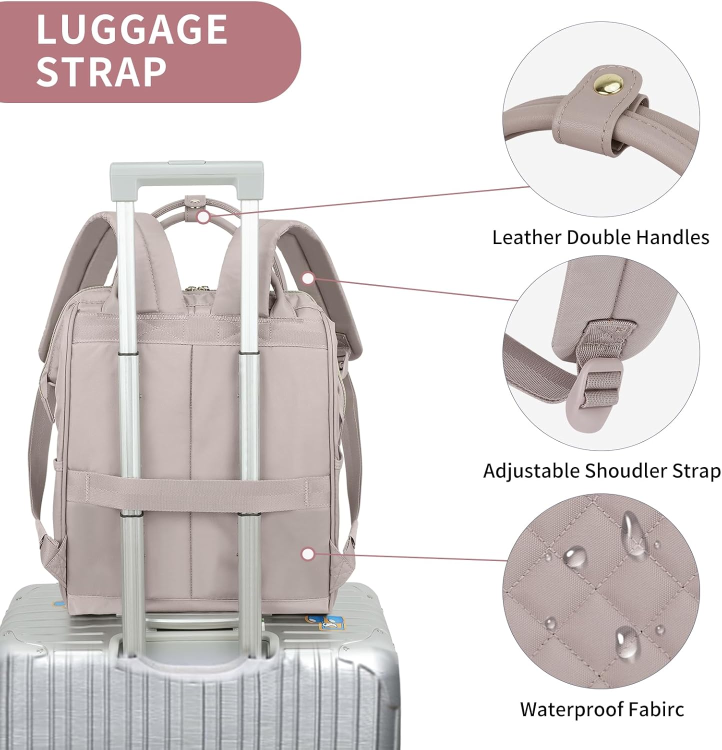Thumbnail 4 de EMPSIGN Laptop Rucksack Damen 17.3 Zoll – Wasserfest, Rosa
