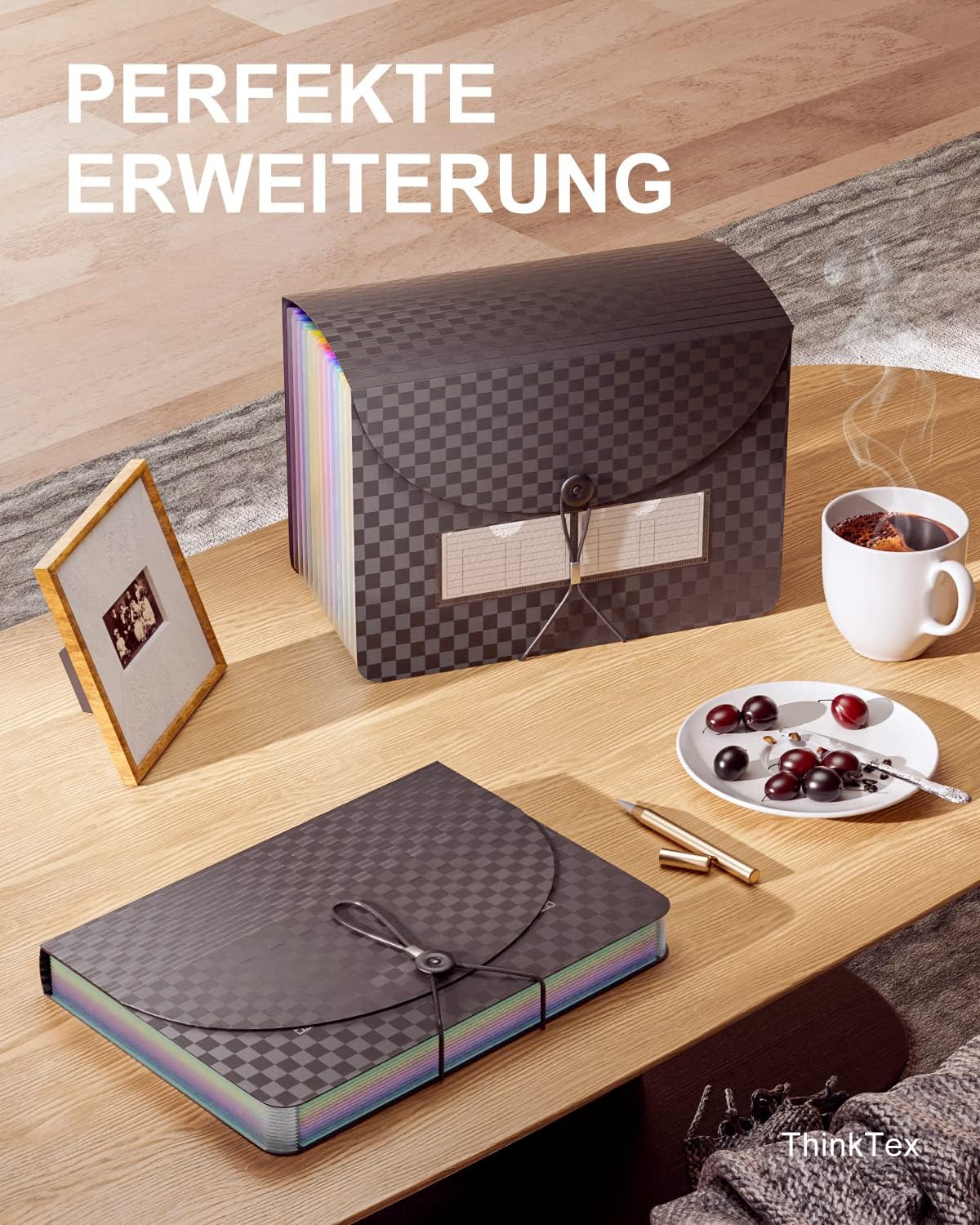 Detalle de ThinkTex Accordian Akten-Organizer mit 12 Fächern – erweiterbarer Aktenordner, tragbare Aktenbox