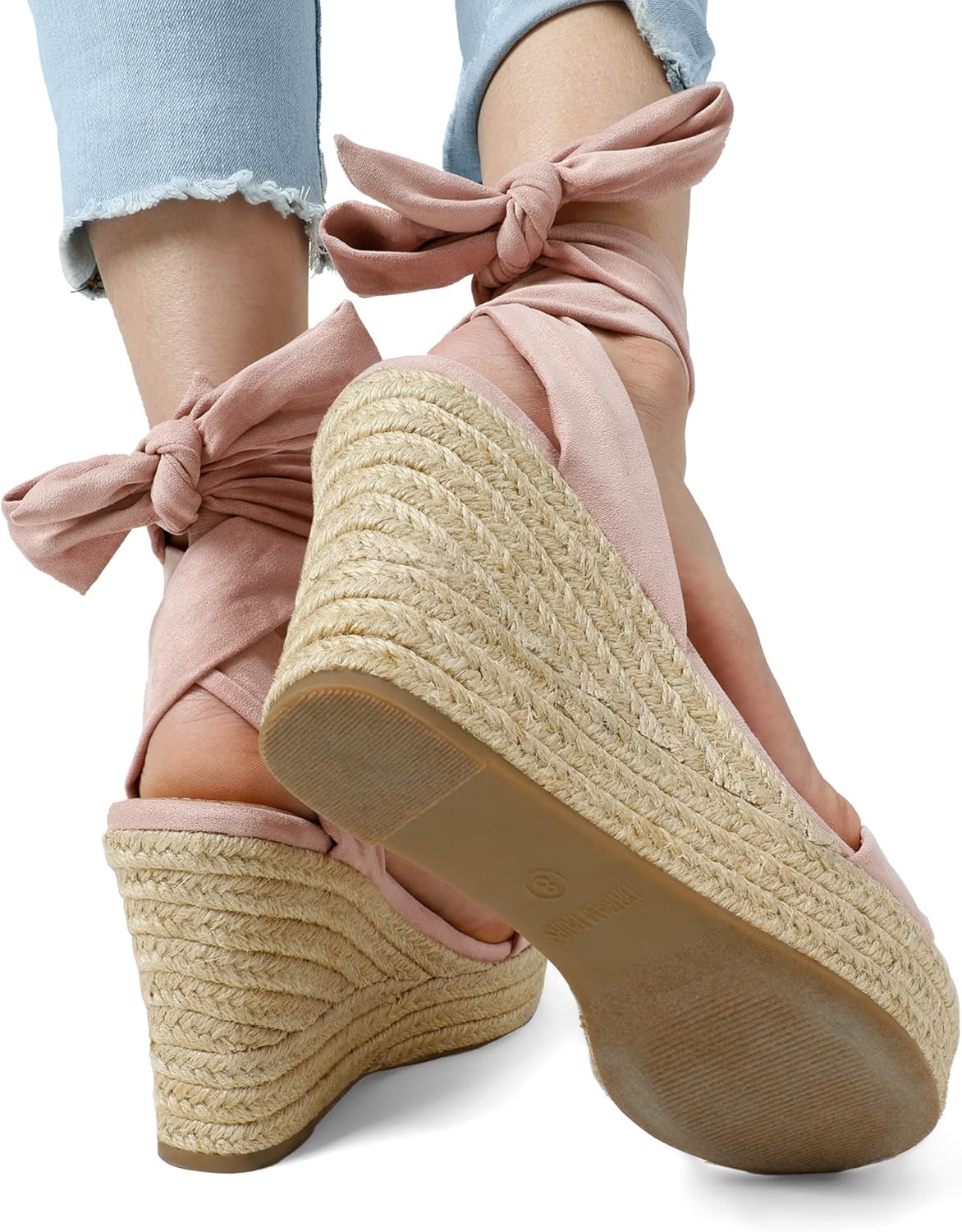 Thumbnail 6 de DREAM PAIRS Open Toe Espadrille Wedges with Tie Straps