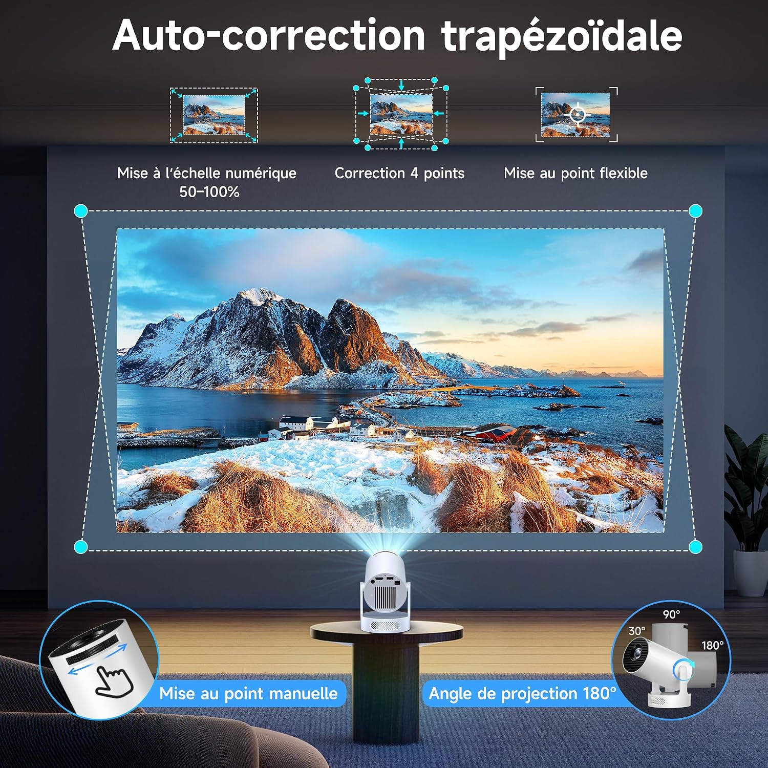 Detalle de Philoent Vidéoprojecteur WiFi/BT Apps intégrées 2026 Upgraded AutoKeystone