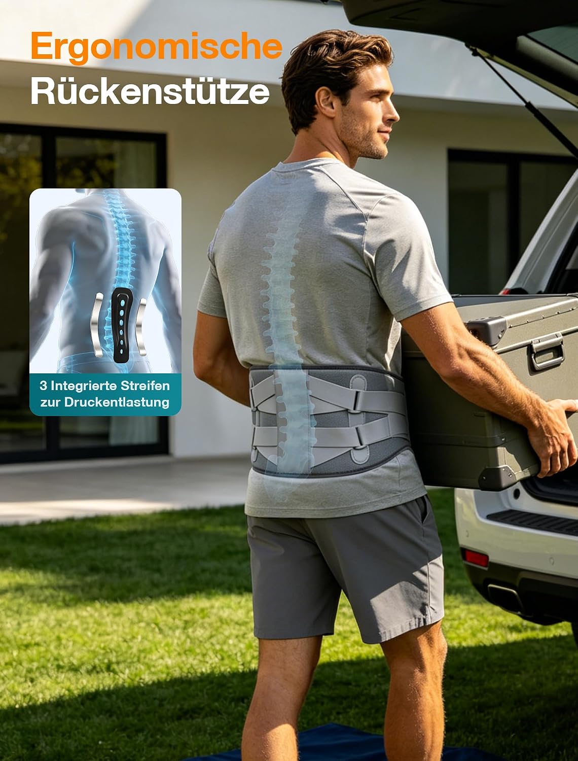 Thumbnail 6 de ALLJOY 170 cm Wärmegürtel für den Rücken mit Heizkissen, kabellosem Massagegerät (5 Vibrationsmodi, 3 Wärmestufen, 5000 mAh)