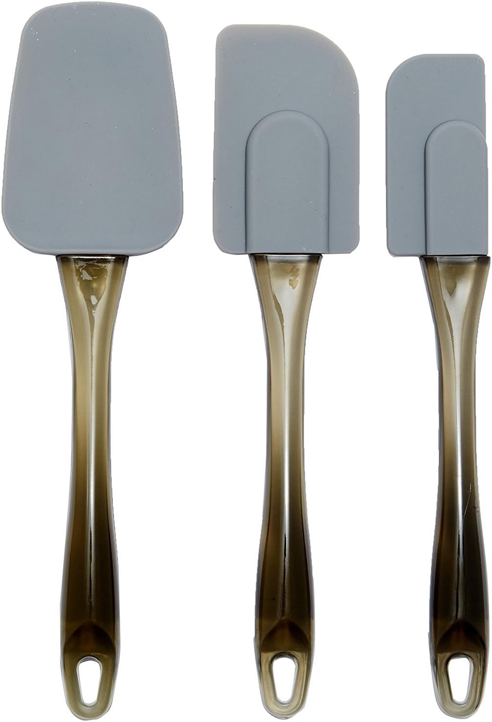 Amazon Basics Rechteckig Teigschaber-Set, Silikon, 3-teilig – Grau