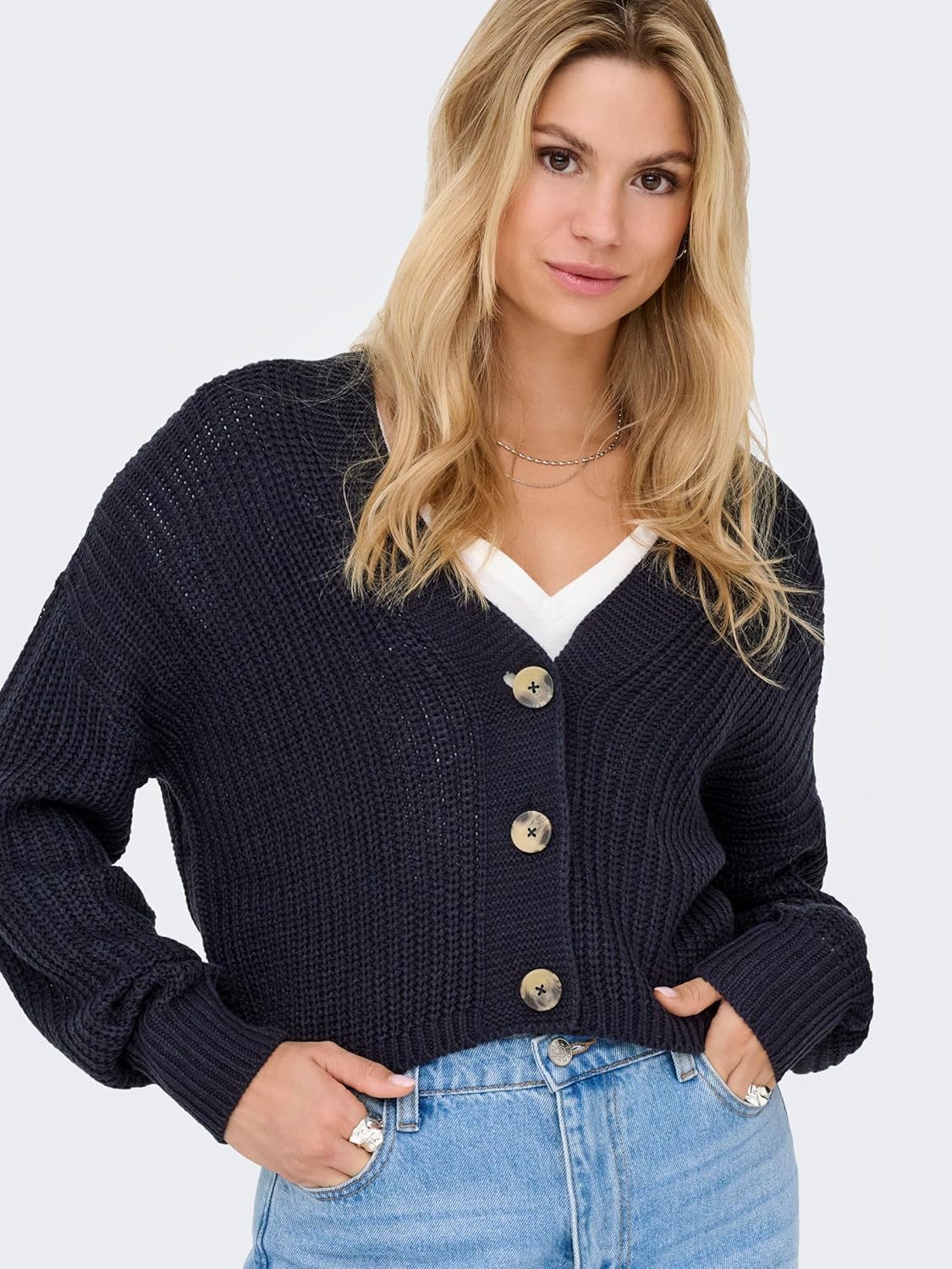 Thumbnail 5 de ONLY Female Strickjacke ONLCAROL mit übersetzter Schulter und geripptem Kragen