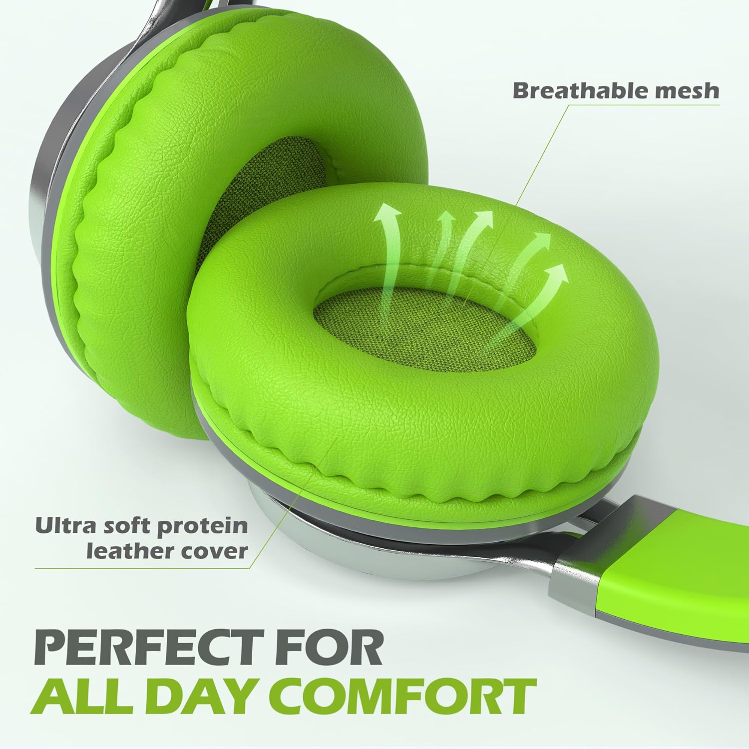 Thumbnail 2 de Ailihen C8 Foldable 3.5mm Headphones with Microphone & Volume Control (Grey/Green)