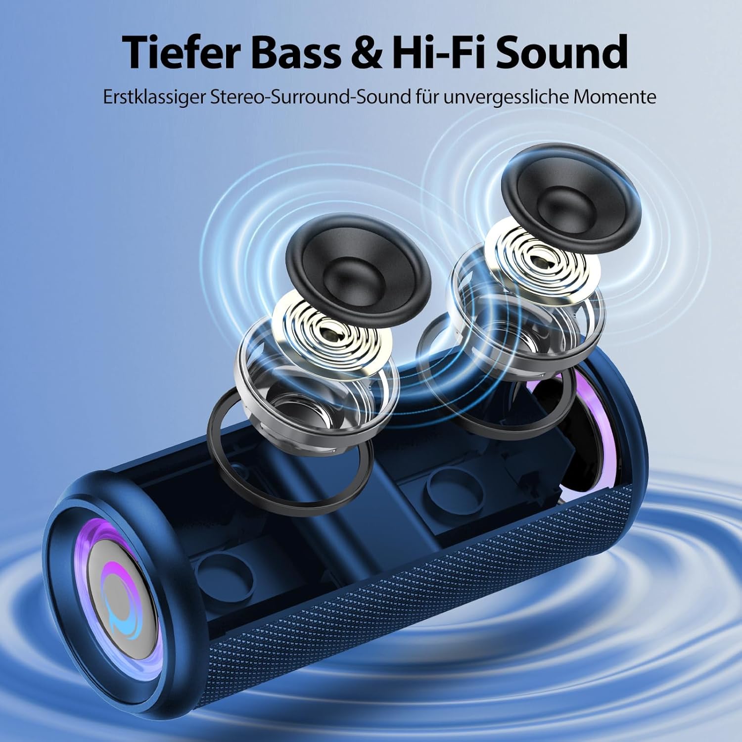 Thumbnail 1 de Bluetooth Lautsprecher 2026 Musikbox – 360° Hi‑Fi Klang, IPX7, 30 Std Akku, RGB Licht, Bluetooth 5.4