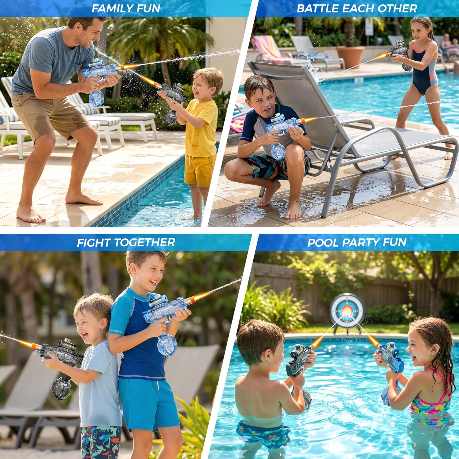 Detalle 2 de Funwee Electric Water Gun for Adults & Kids — Long-Range Battery-Powered Water Blaster