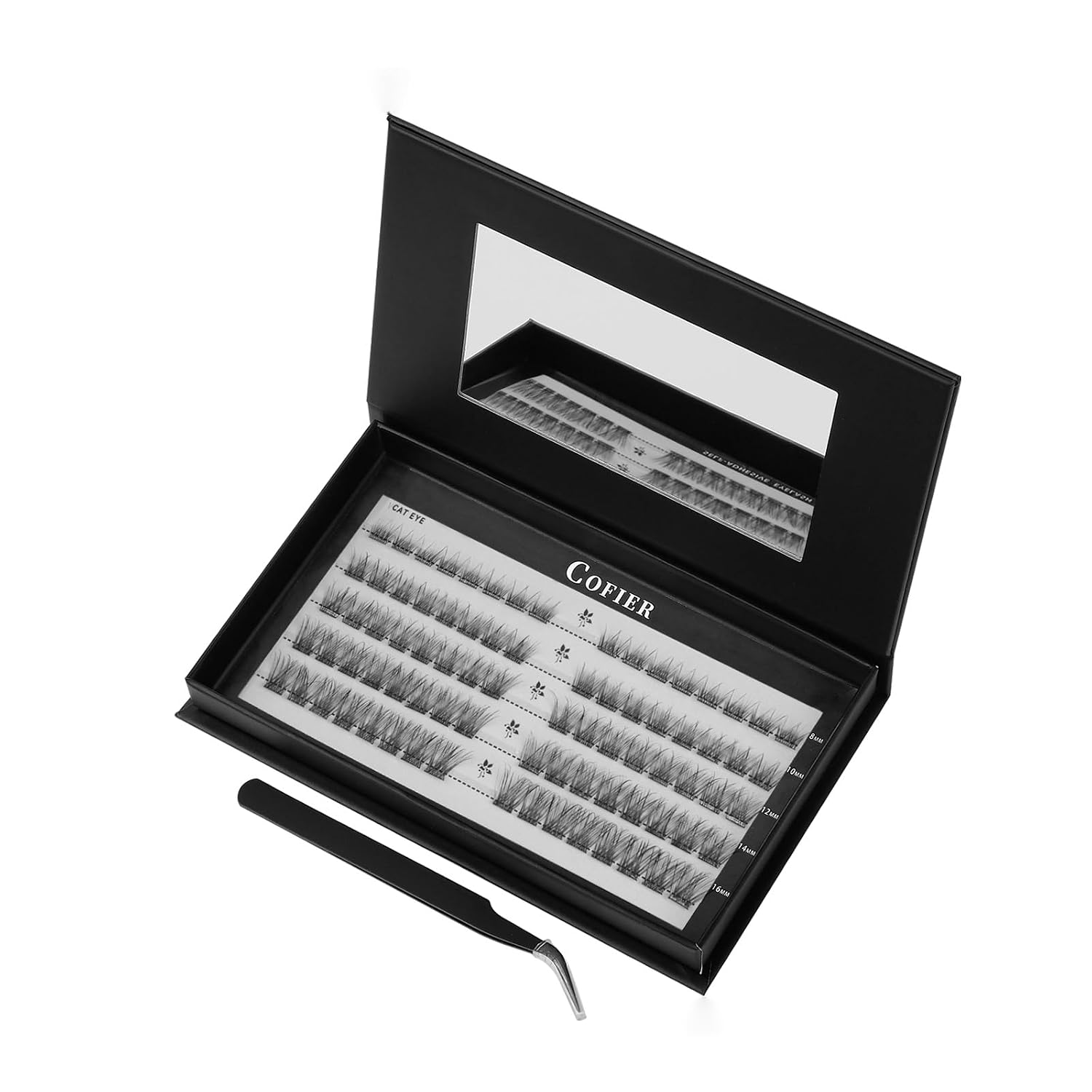 Detalle de Glue-Free Wispy Lash Clusters Kit – 80 Pcs DIY Lash Extensions (10-18mm C Curl) with Tweezers