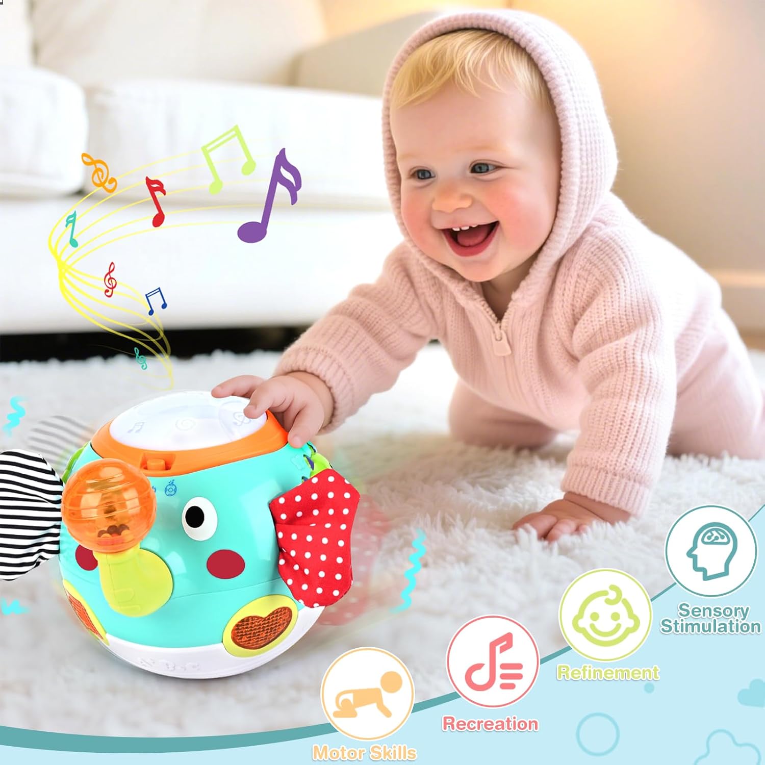 Detalle de Baby Toys 6 to 12 Months Crawling Elephant with Music and Sensory Play
