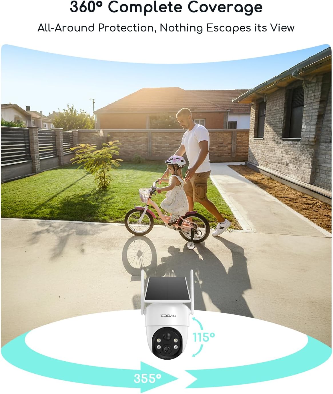 Thumbnail 4 de COOAU 2K Solar Security Camera Outdoor Wireless – Low-Light Panoramic 360° PTZ with AI Detection
