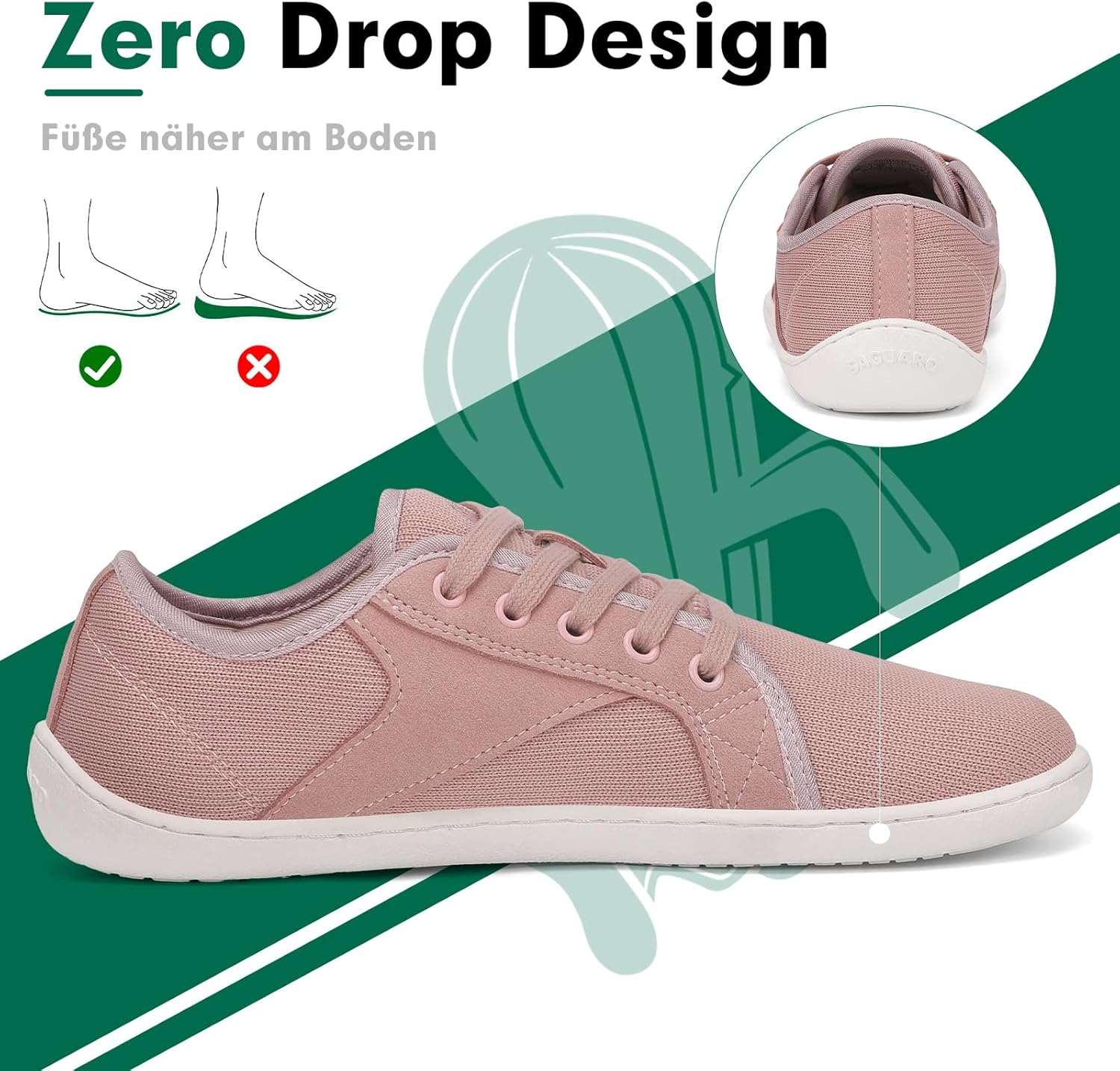 Detalle de SAGUARO Barfußschuhe Unisex Knit mit breiter Zehenbox und Zero-Drop Sohle – Luck Ⅰ, Größe 36–48