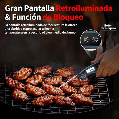 Detalle de DOQAUS Termómetro de cocina con pantalla retroiluminada en azul marino