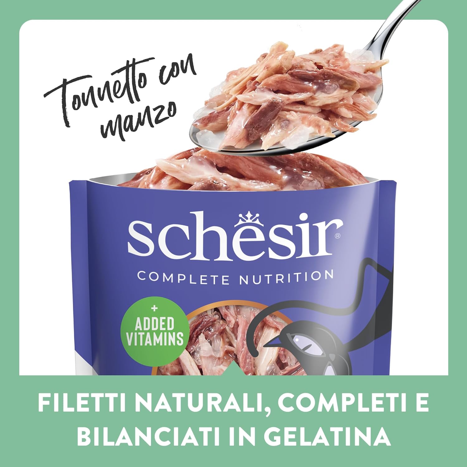 Detalle de Schesir Tonnetto con Manzo in Gelatina – Cibo Umido Completo per Gatti, 12 bustine da 85 g