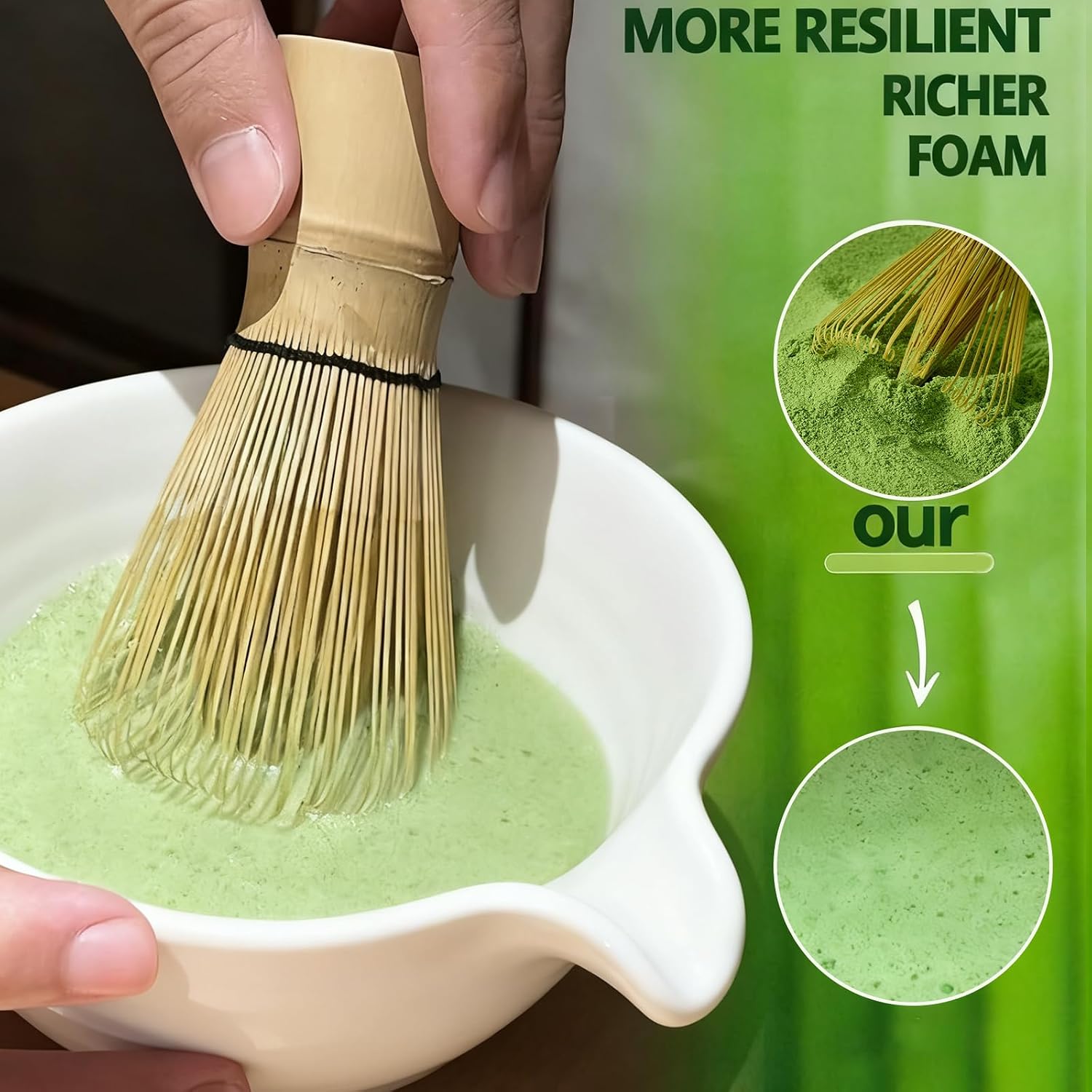 Thumbnail 5 de Clay&Fire Matcha Whisk (Chasen) — Handcrafted 100% Natural Bamboo, ~150 Tines