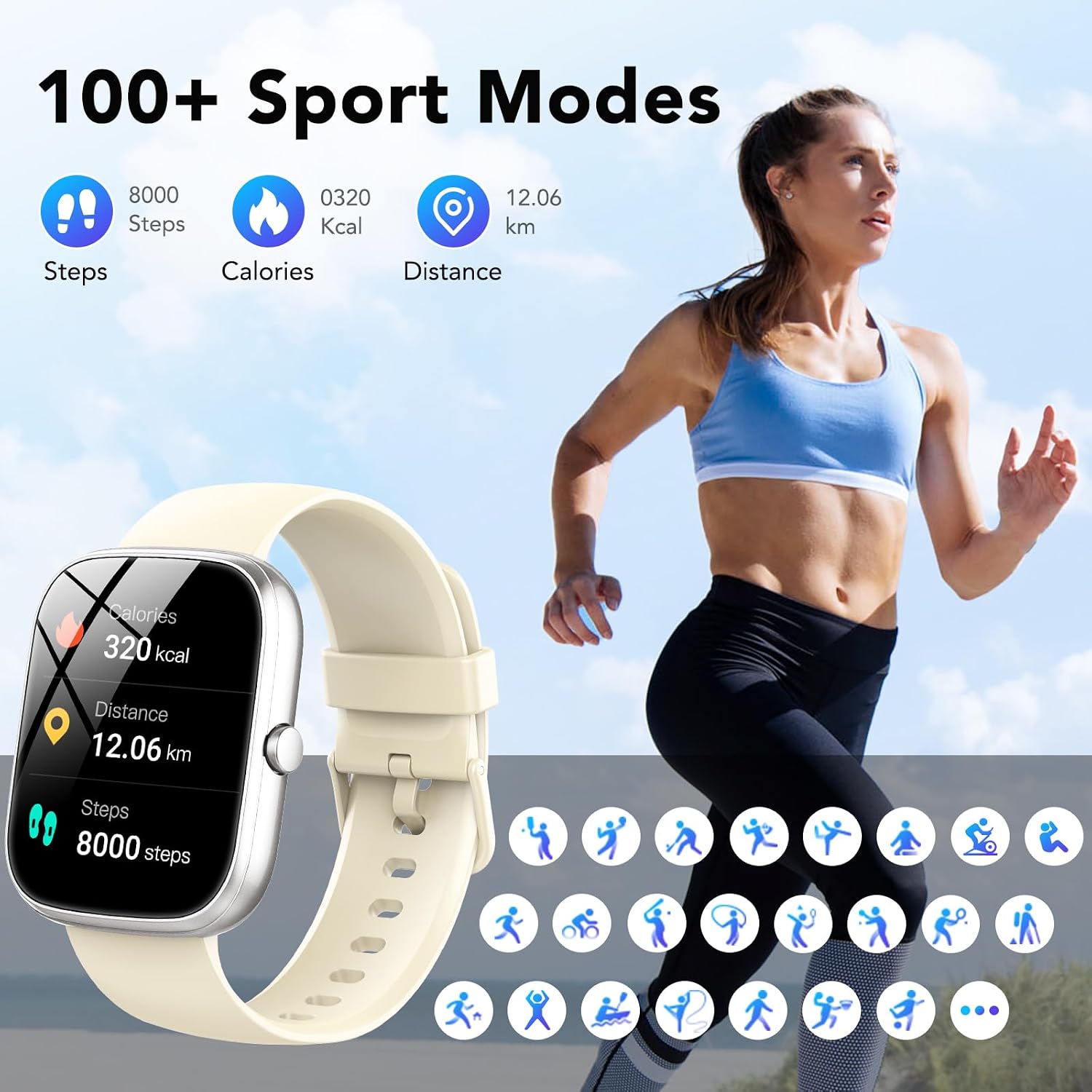 Thumbnail 3 de CASCHO Montre Connectée Homme/Femme 1,91'' – Écran HD, IP68 et 100+ sports