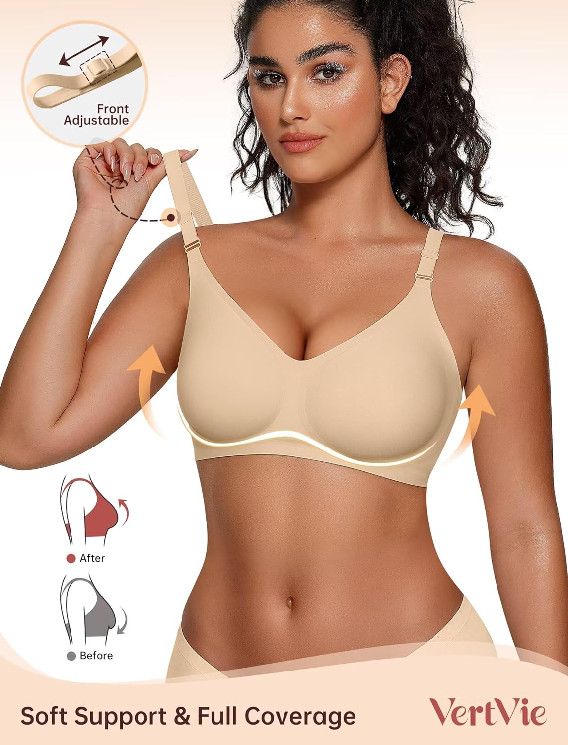 Detalle 2 de Vertvie Wireless Push-Up Bra full coverage