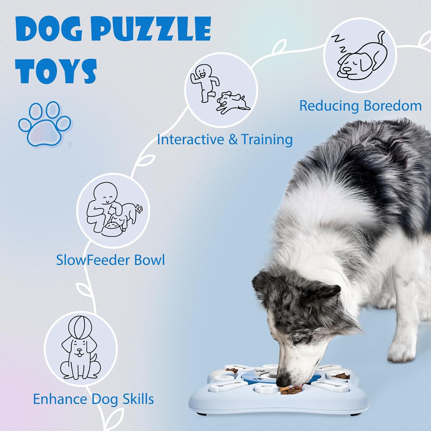 Detalle 2 de Hundespielzeug Intelligenz: Quietschgeräusche & Leckerli-Spiel für IQ-Training, waschbar (weiß)