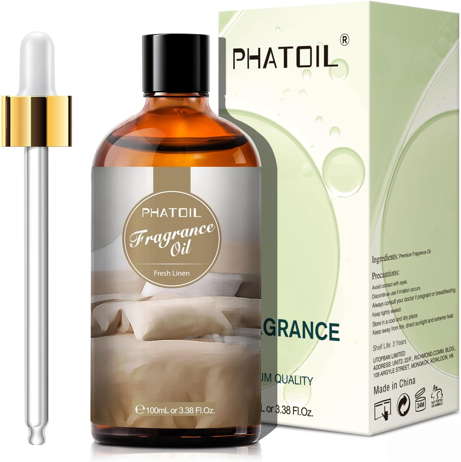 Detalle de PHATOIL Fresh Linen Fragrance Oil (100ml) for Diffusers, Candles, and Soaps