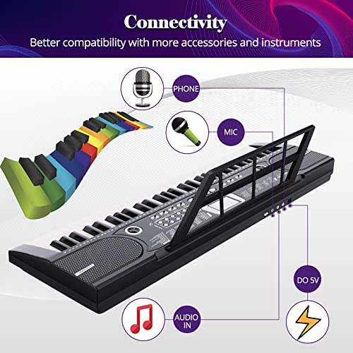 Detalle 2 de Dgddhjt Digital Piano 61 Tasten – Tragbares Keyboard mit Lautsprechern, Notenständer und Unterrichtsmodi