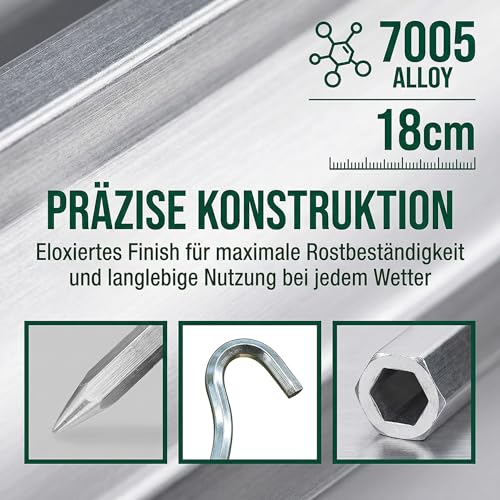 Detalle 2 de DN DENNOV Zeltheringe Heavy-Duty Aluminium, 18 cm – 14er Packung (Silber)