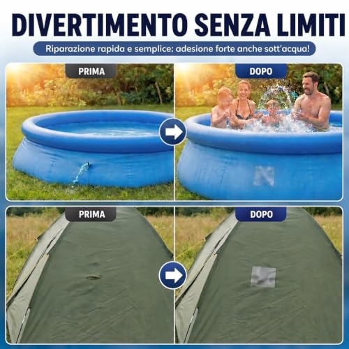 Detalle de ATG Ripara piscina sott’acqua – nastro sigillante trasparente 10×150 cm, sigilla perdite senza svuotare