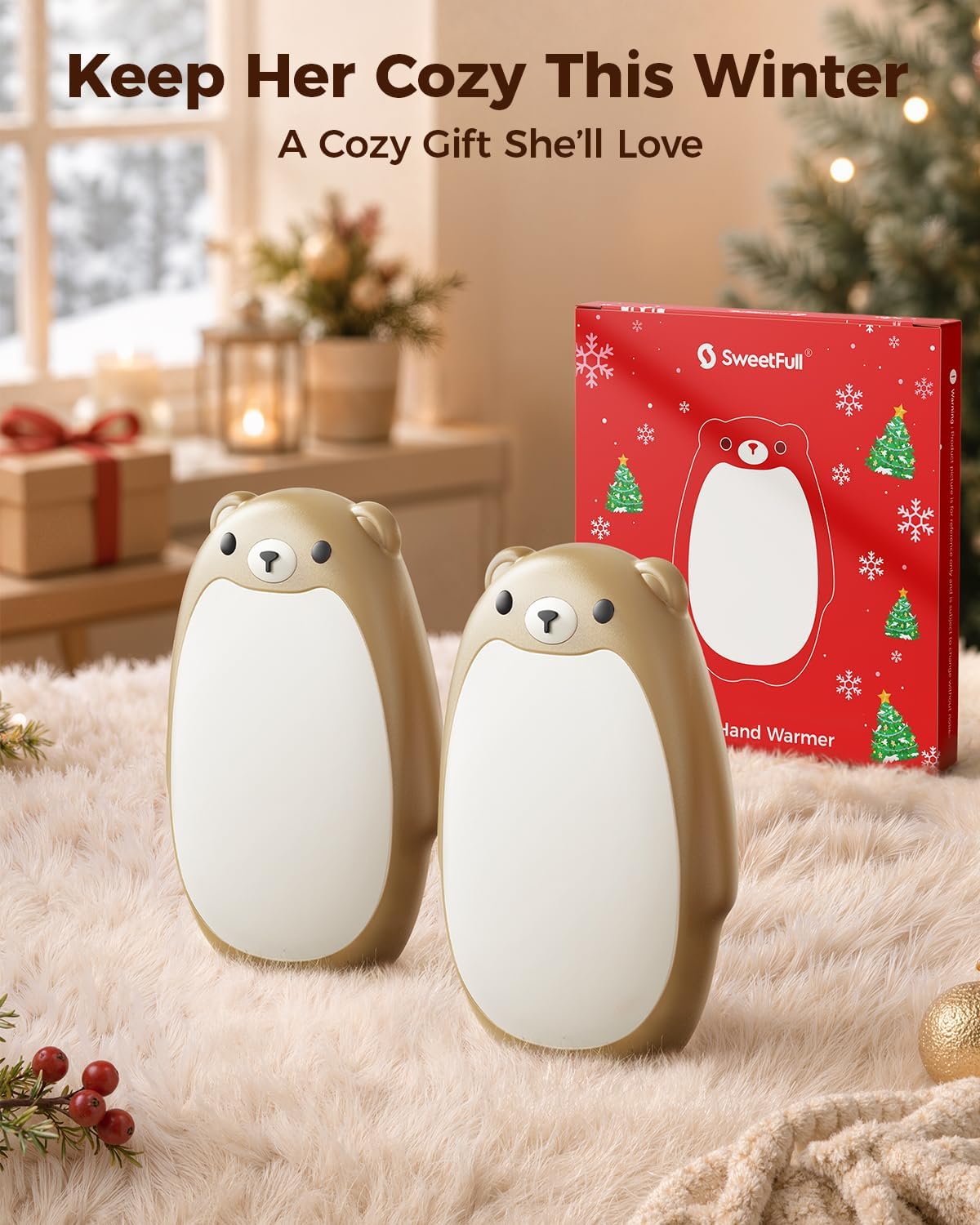 Detalle de SWEETFULL S37 Rechargeable Magnetic Bear Hand Warmers, 3 Heat Levels