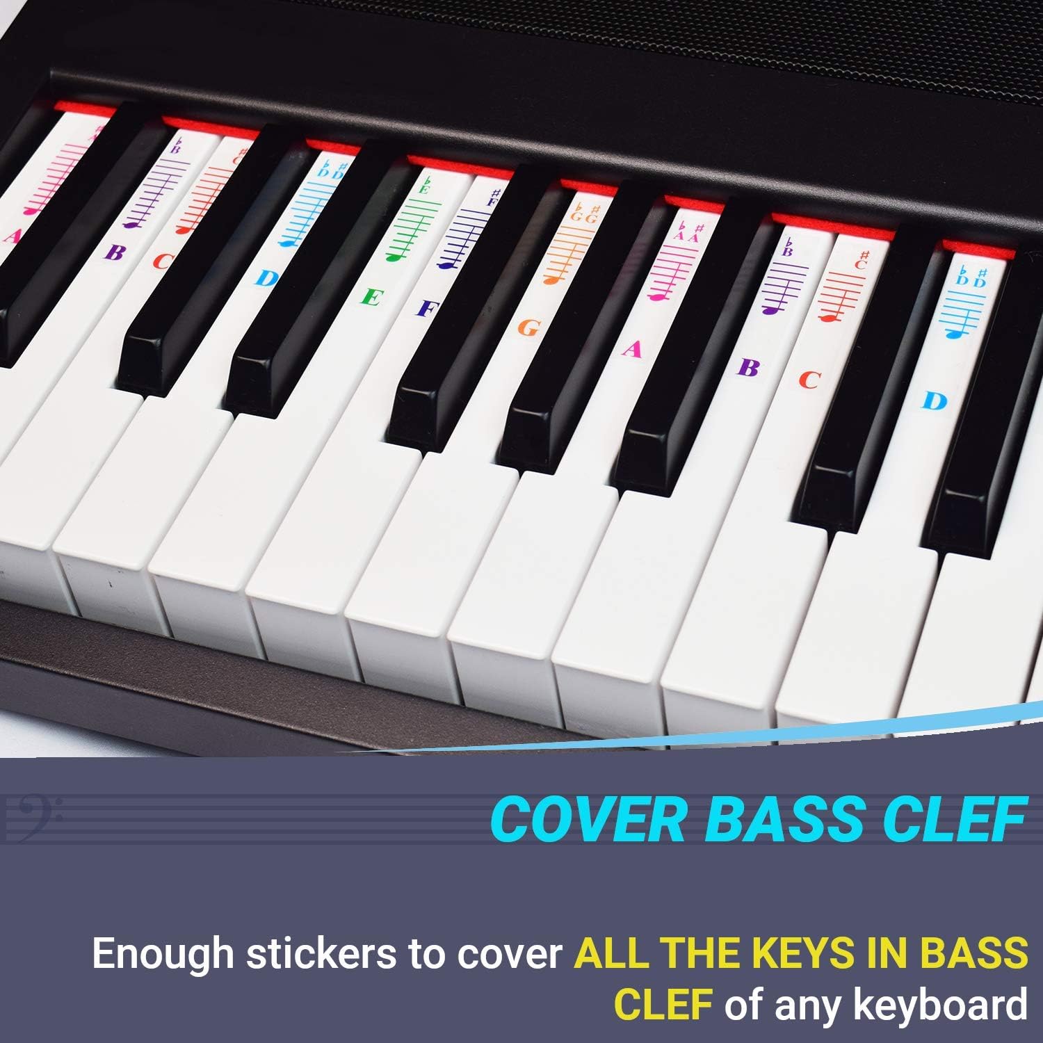 Detalle 2 de QMG Piano Key Stickers, Transparent Vinyl