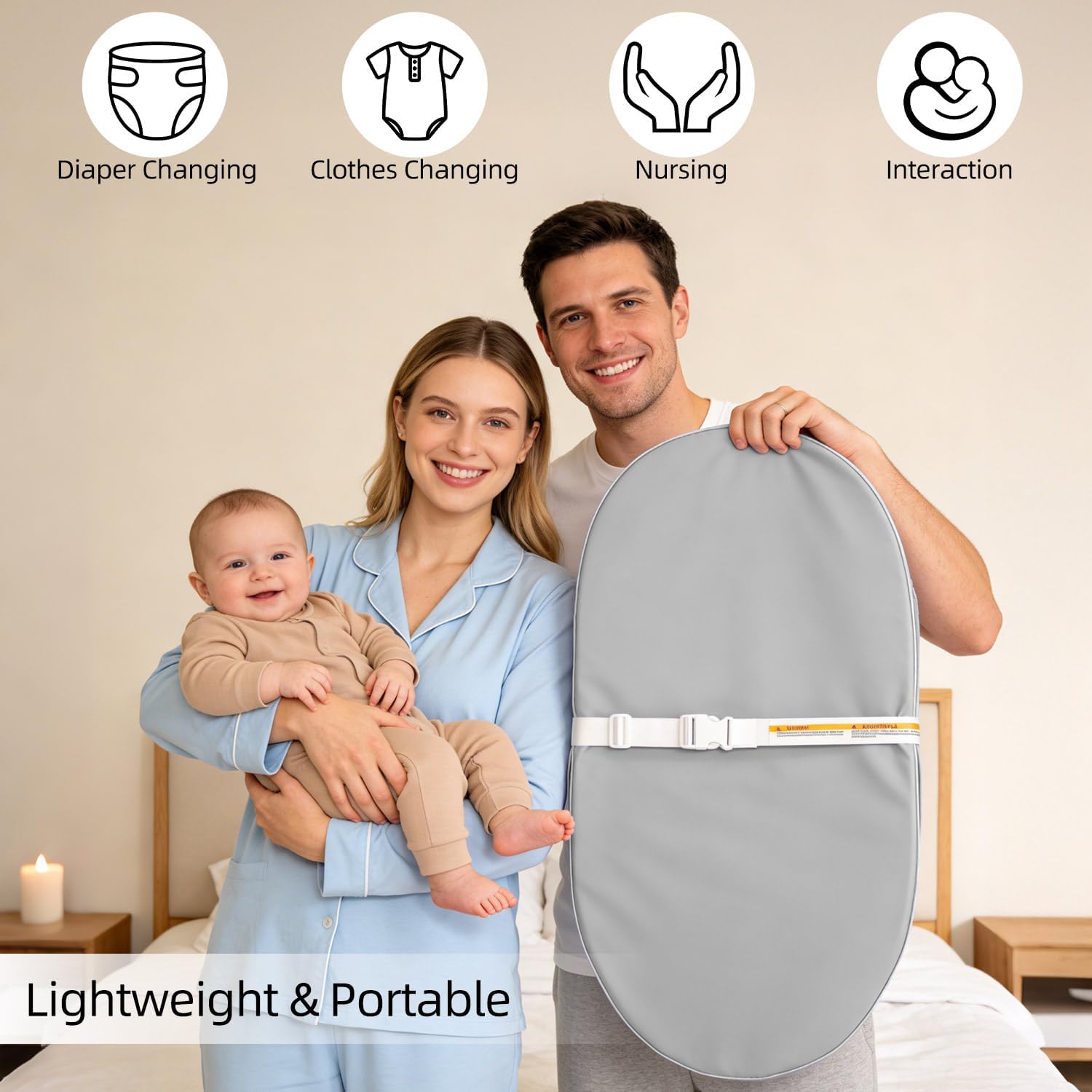 Thumbnail 6 de JVEOO Waterproof Vegan Leather Baby Changing Pad with Safety Strap