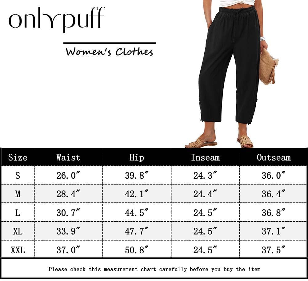 Detalle 2 de onlypuff Women’s Lightweight Summer Trousers with Drawstring Waist and Pockets