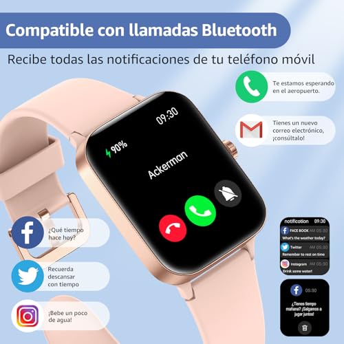 Detalle de KIUVKAS P3 Smartwatch: reloj inteligente 1,95'' con llamadas, 140+ modos deporte y monitorización de salud