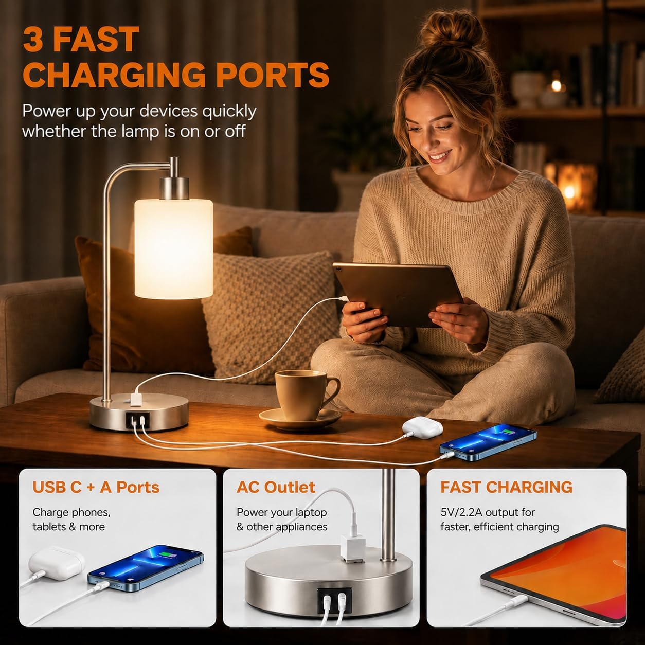 Thumbnail 3 de Nintiue Touch Control Table Lamps Set of 2