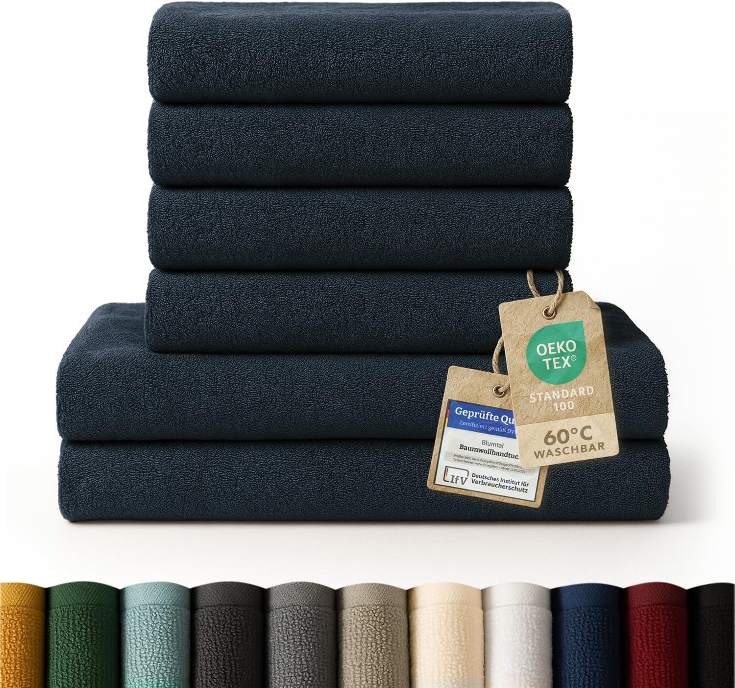 Detalle de Blumtal Frottier Handtücher Set 4-teilig blau