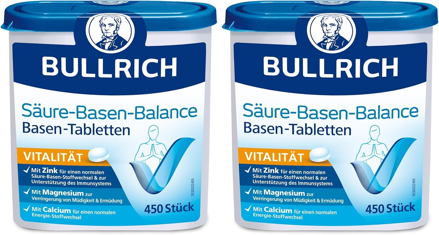 Detalle de Bullrich Säure-Basen-Balance Basentabletten 450 Stück – vegan, mit Zink