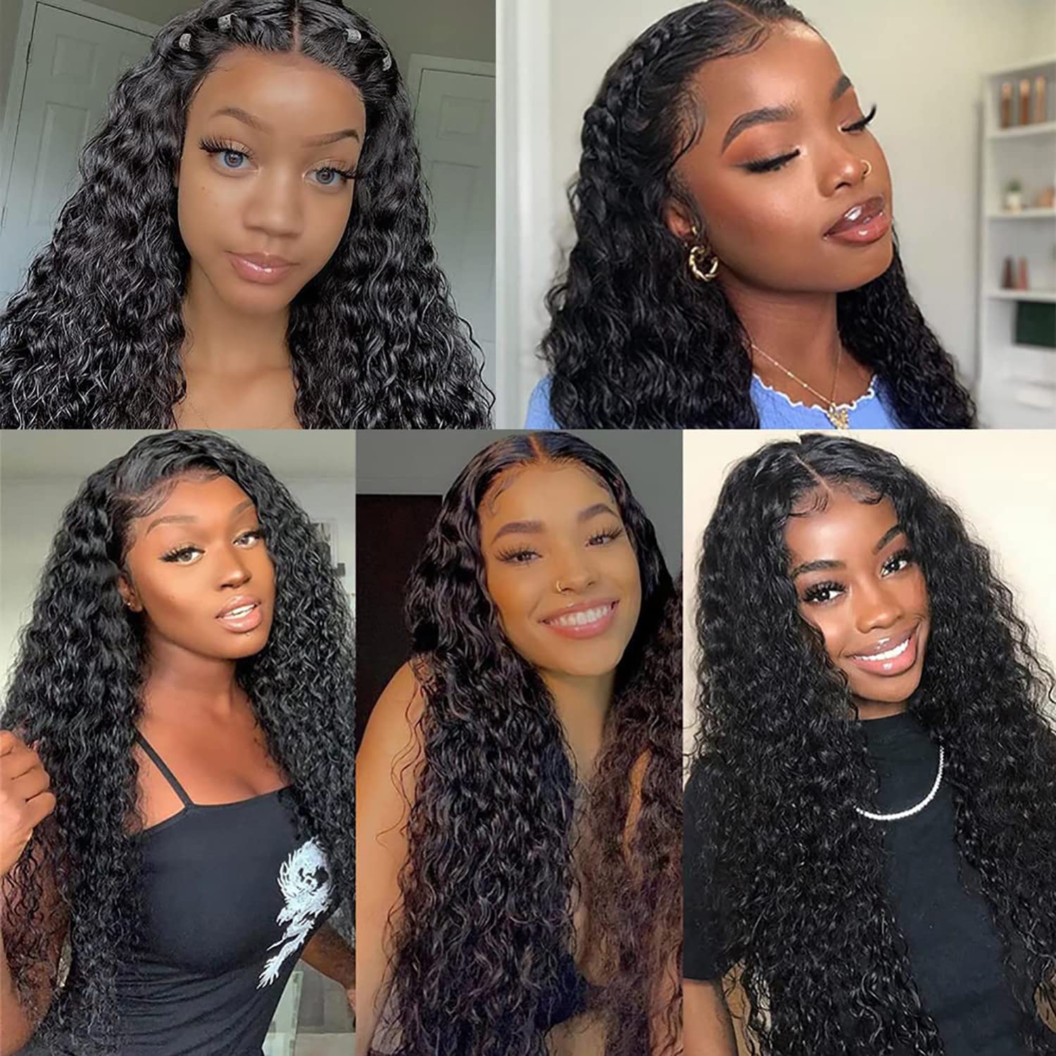 Thumbnail 6 de SNJON Water Wave 13x6 HD Transparent Lace Front Wig (Human Hair, 180% Density, 18 Inch)