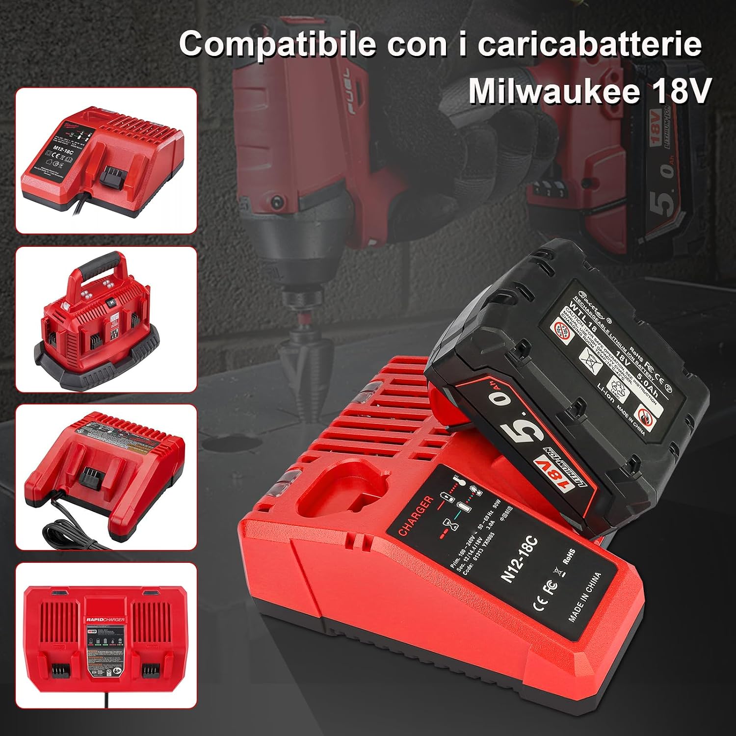 Thumbnail 6 de Waitley M18B5 batteria 5,0 Ah per utensili