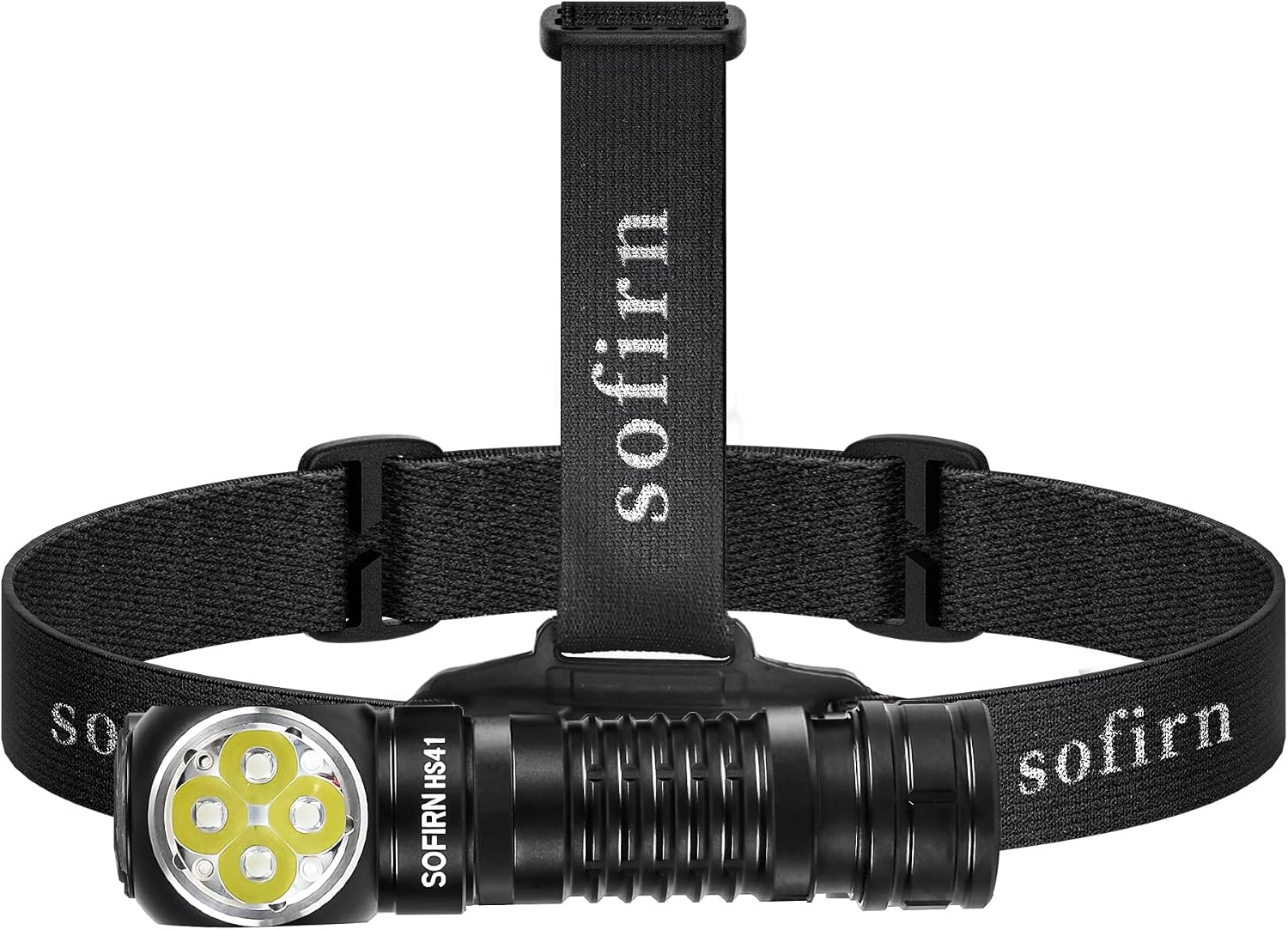 Detalle de Sofirn HS41 lampe frontale LED rechargeable 4000 lumens, portée 325 m, base magnétique et IP68