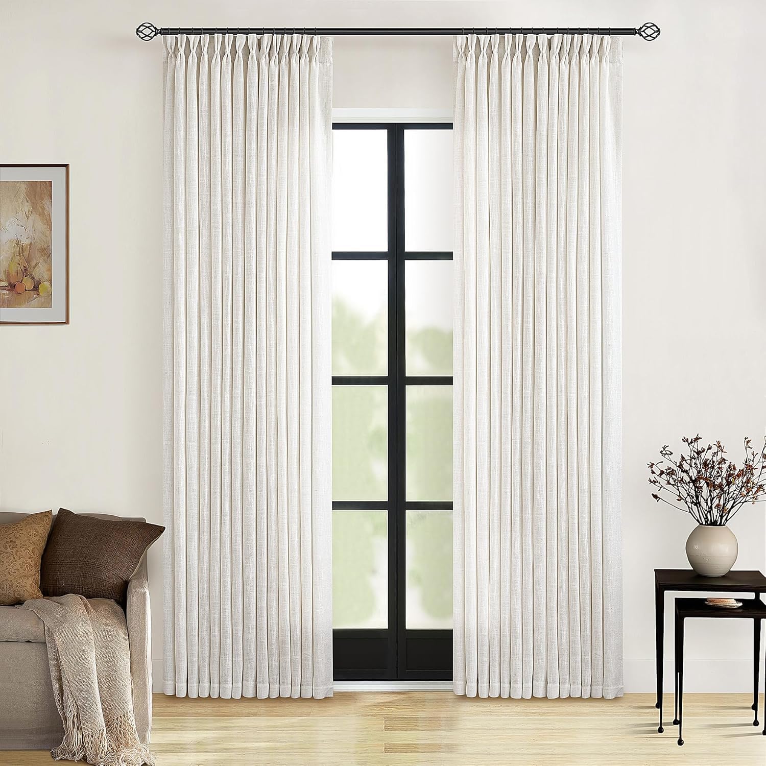 Detalle de TWODRAPES 90-inch Linen Pinch Pleat Curtains