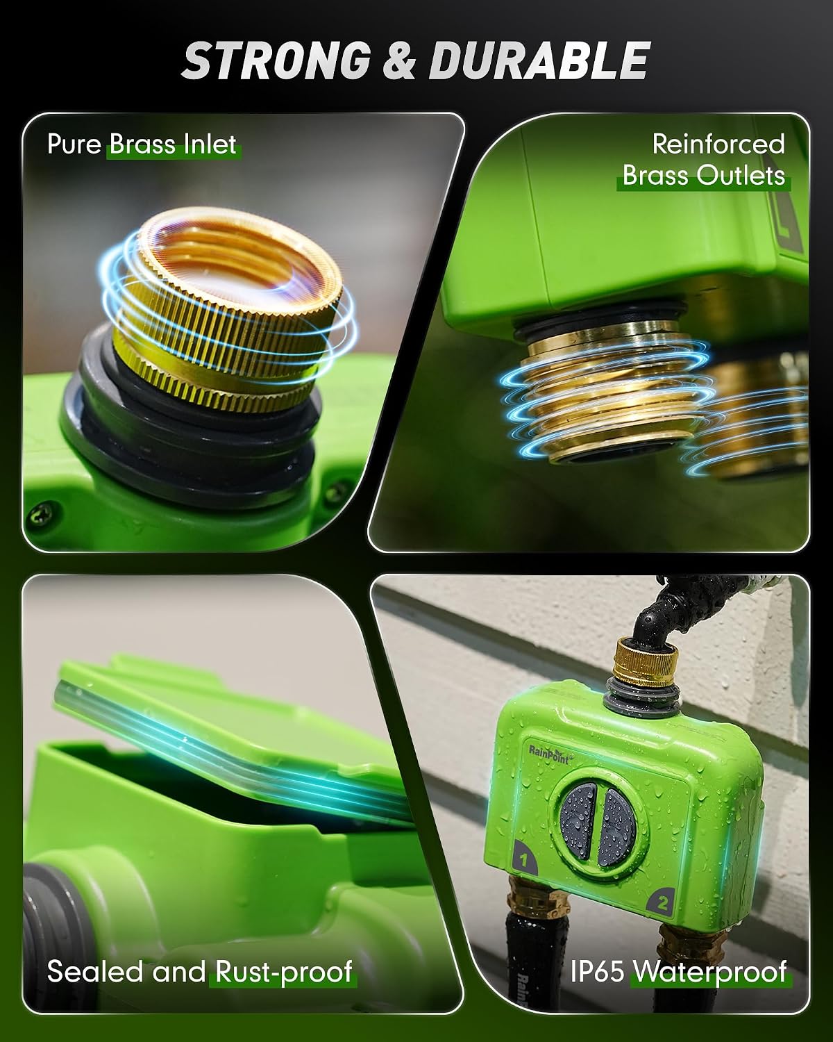 Detalle de RAINPOINT WiFi Hose Timer with Brass Inlet and Outlet