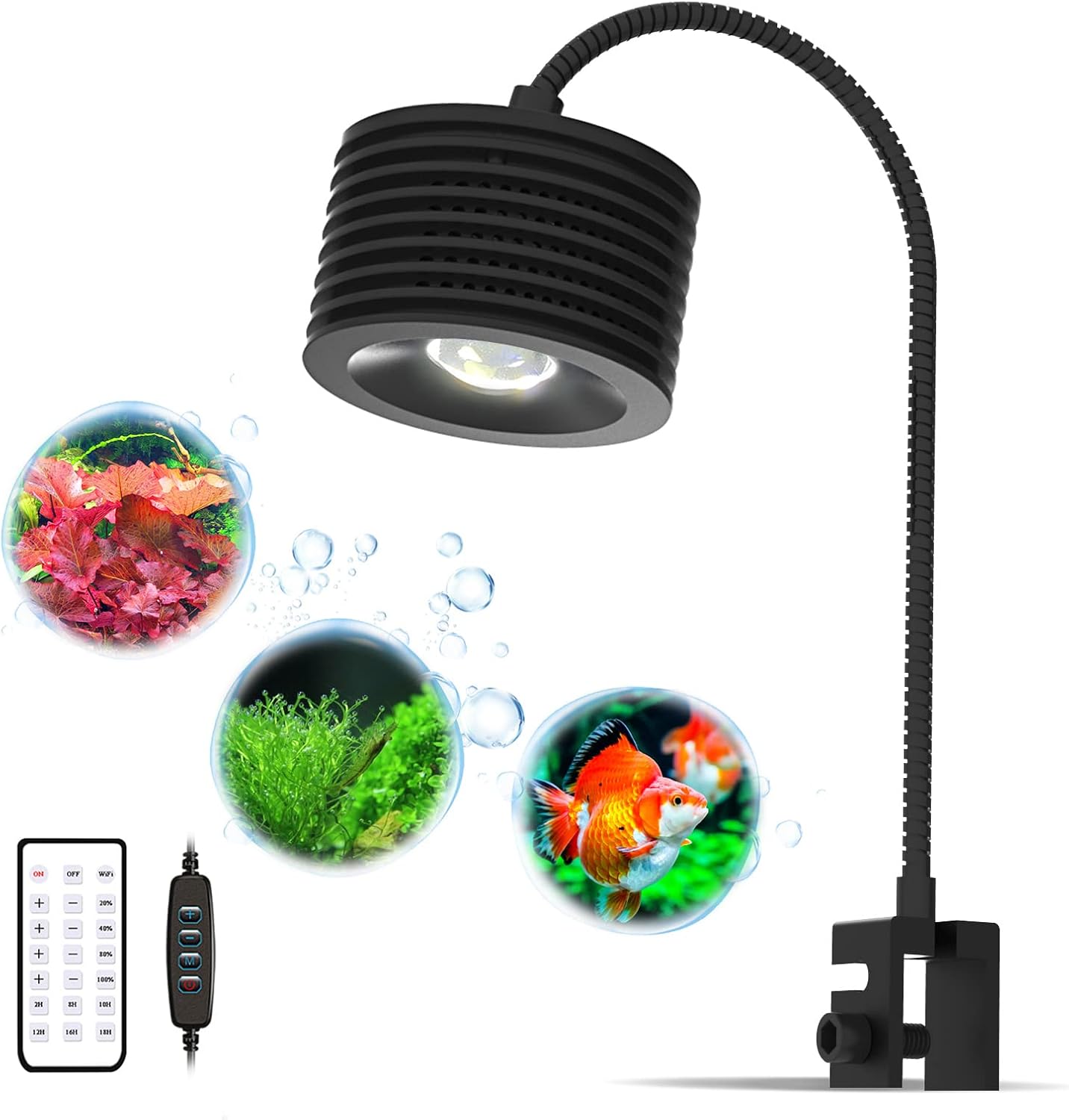 Lominie 4-Channel Dimmable LED Aquarium Light with Adjustable Gooseneck