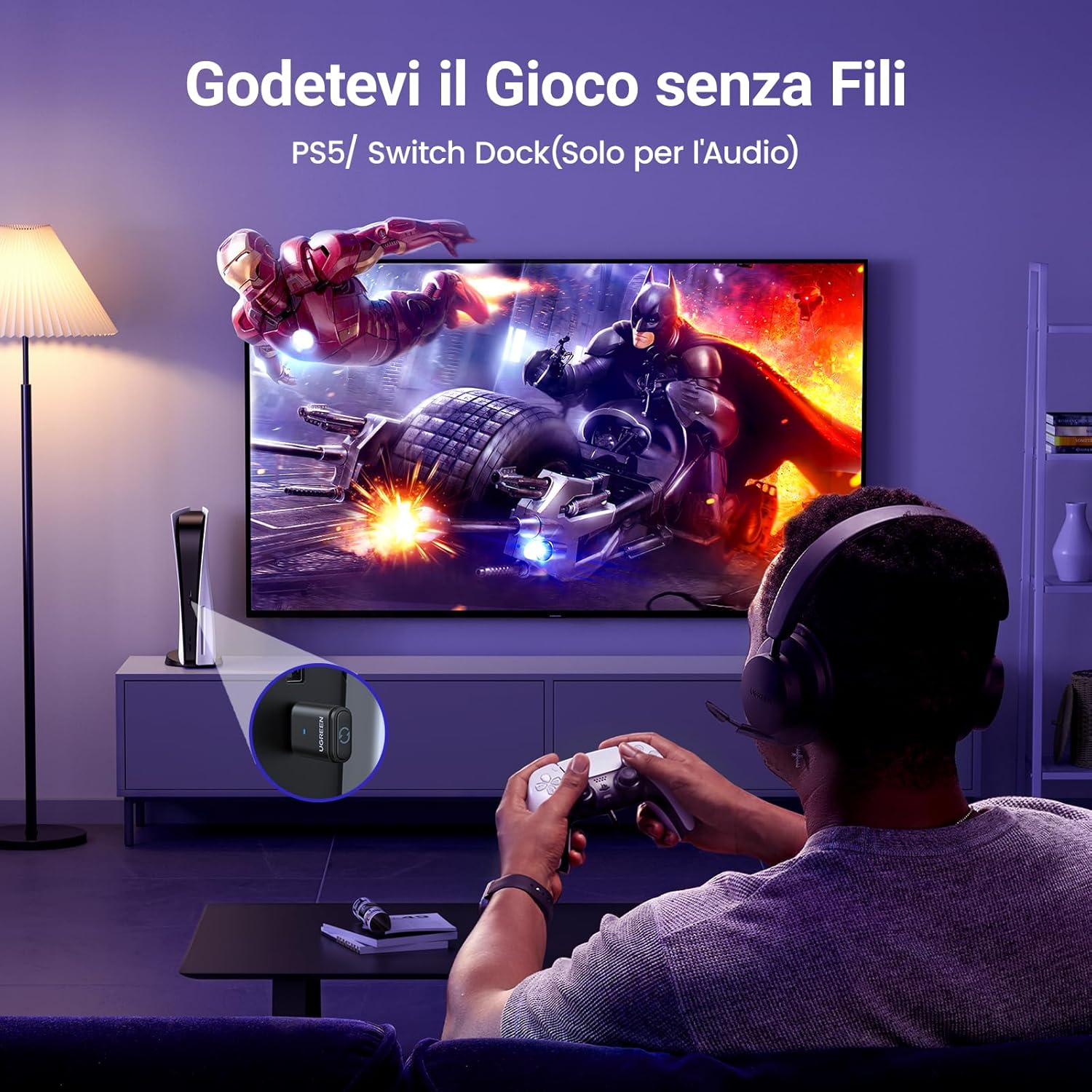 Thumbnail 3 de UGREEN USB C Trasmettitore Bluetooth 5.3 con aptX Adaptive/HD e bassa latenza per Switch e PS4/PS5 Pro