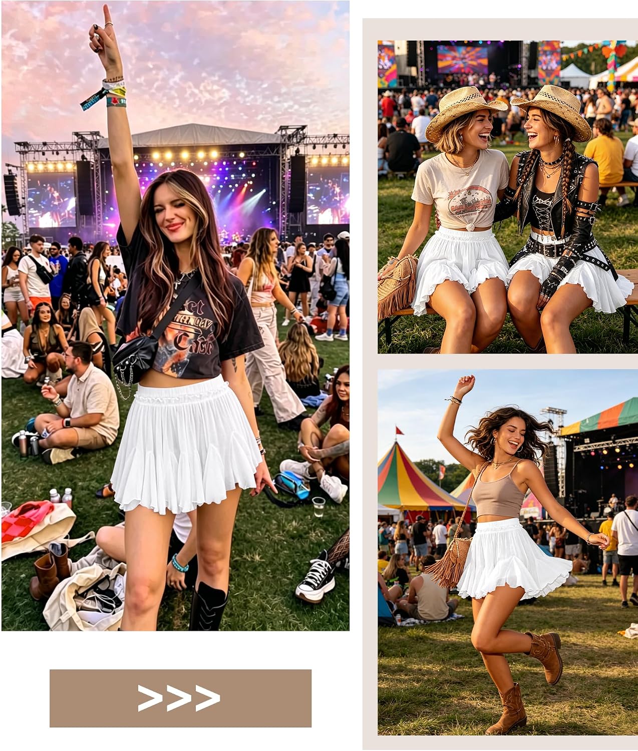 Thumbnail 2 de Women's Flowy Linen Boho Skorts with Pockets — High-Waist Pleated Mini Short