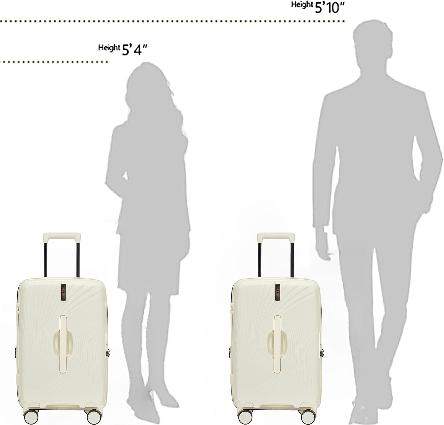 Thumbnail 4 de Hulsin 20-Inch Expandable Carry-On Luggage (White): Lightweight Hardside Spinner with TSA Lock