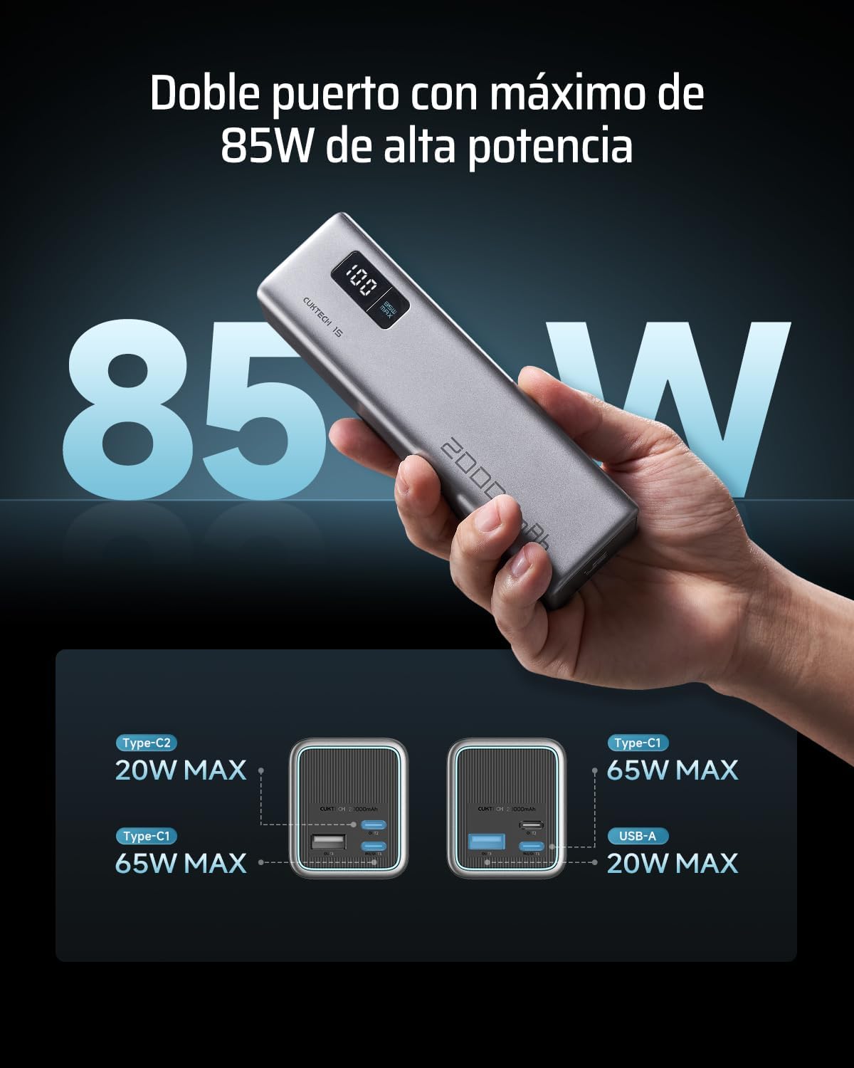 Thumbnail 2 de CUKTECH 15 SE 65W Bateria Externa 20000mAh 🔌