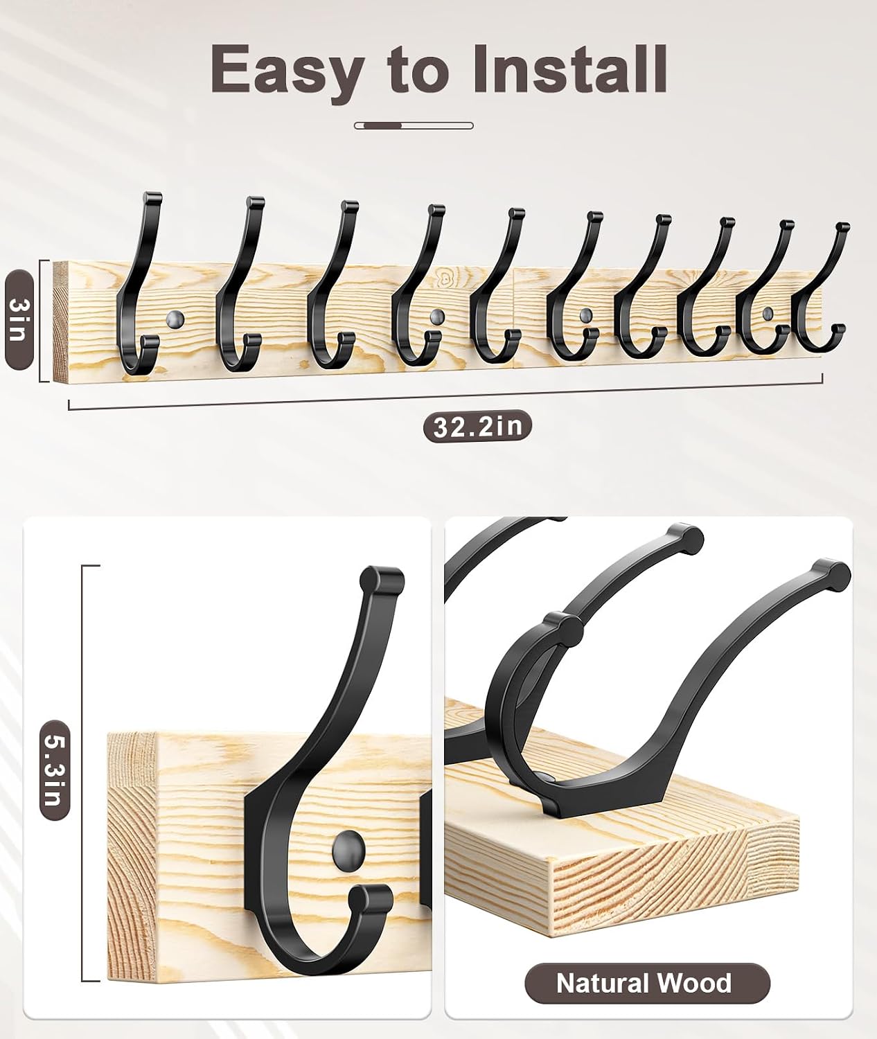 Thumbnail 1 de Optish wall-mounted coat rack with 5 double hooks