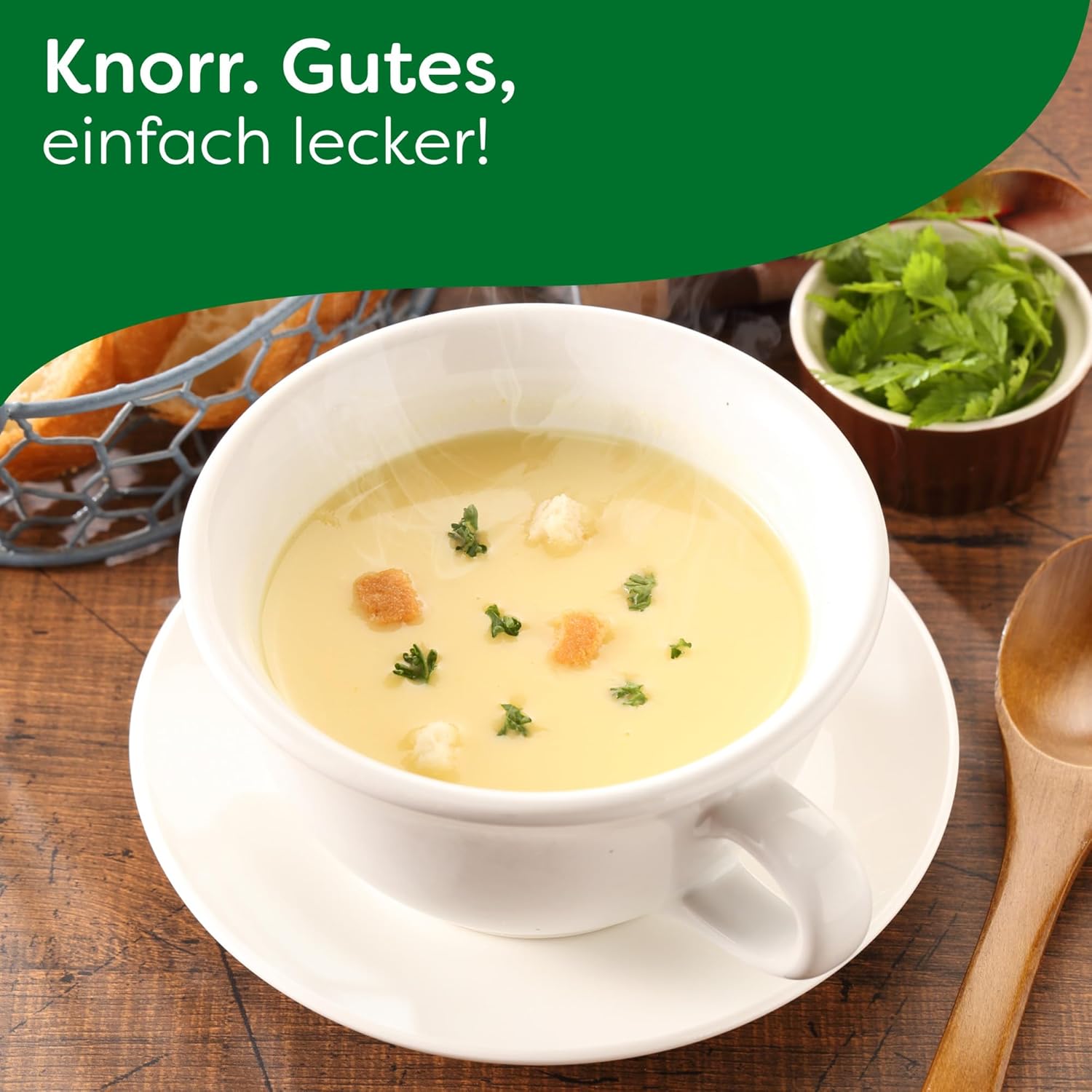Detalle de Knorr Cup a Soup Kartoffel Cremesuppe mit Knusper-Croûtons – Schnell, cremig und ohne Zusatzstoffe