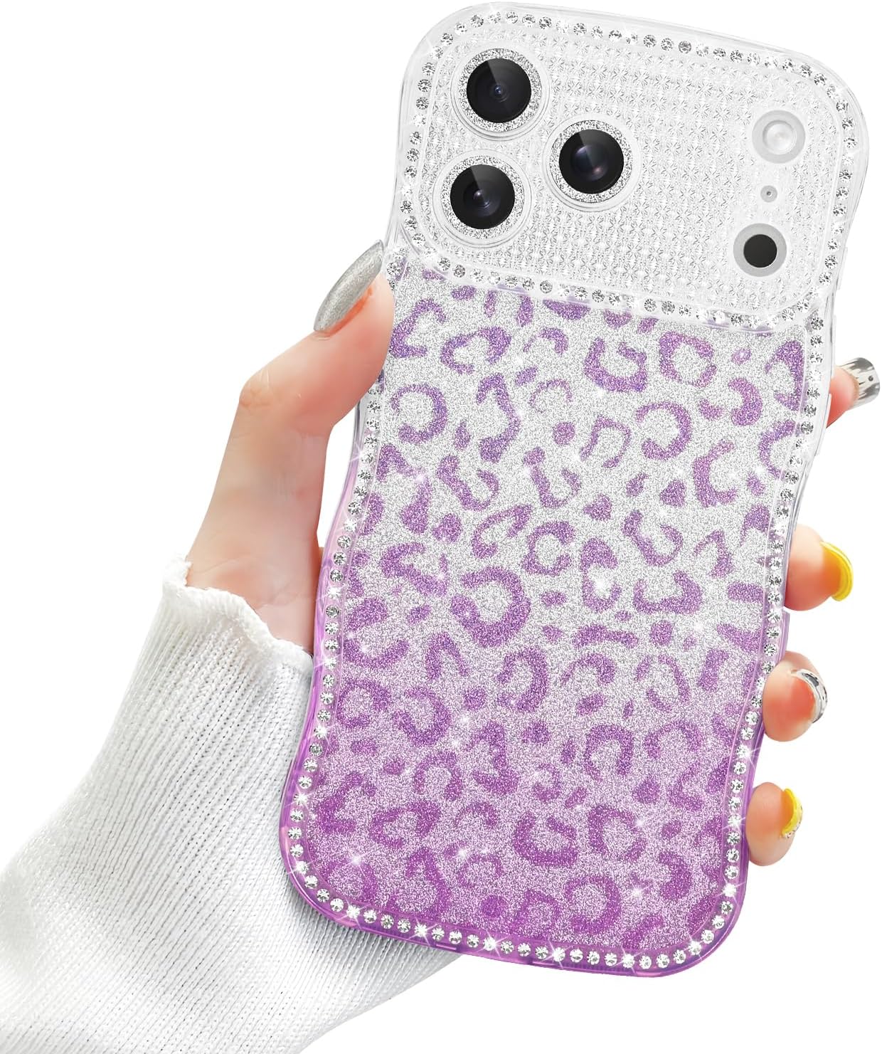 Detalle de Newseego Luxury Glitter Leopard Gradient Case for iPhone 17 Pro Max
