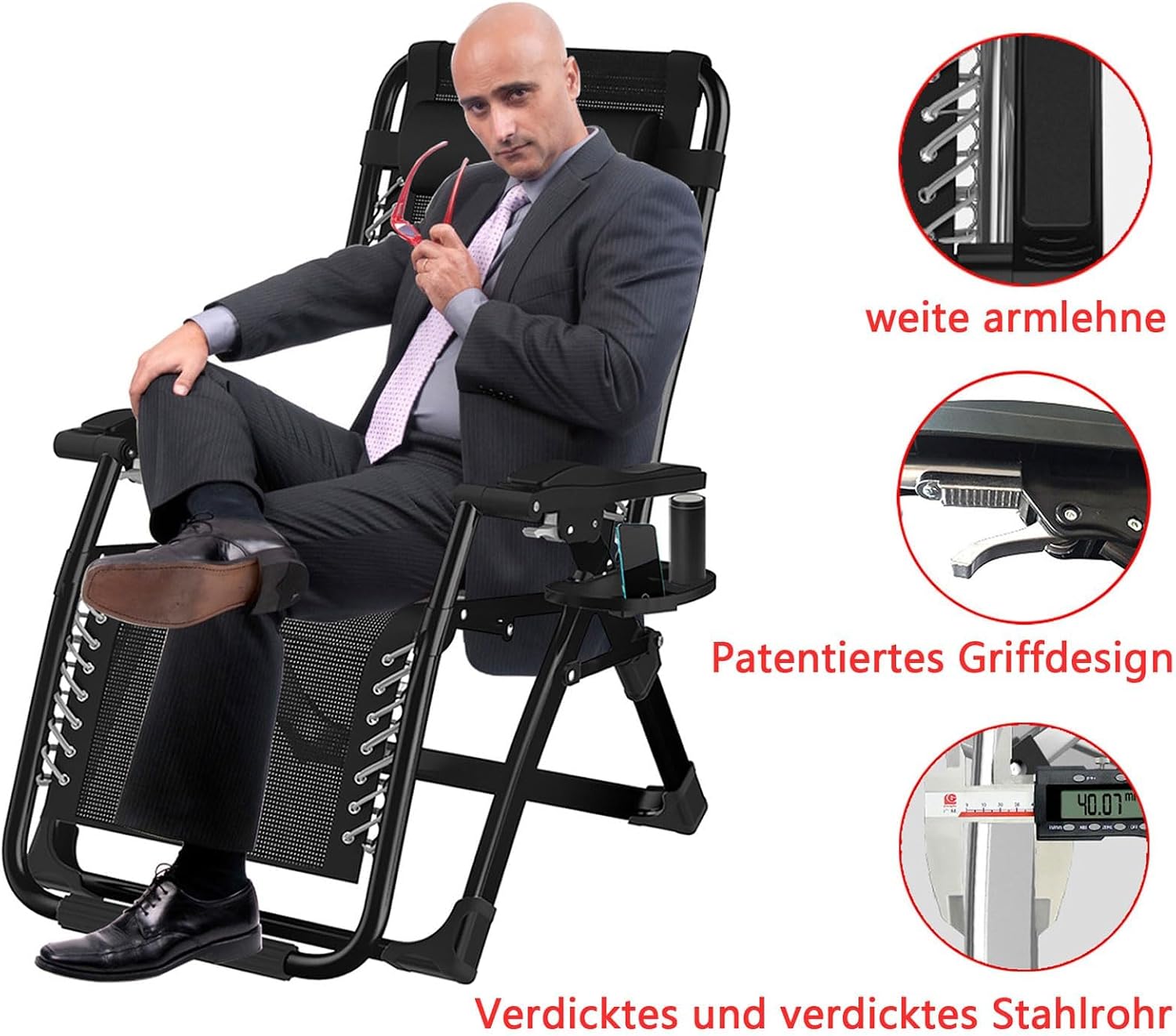 Detalle 2 de TYGYSDO Zero Gravity Gartenliege 83 cm