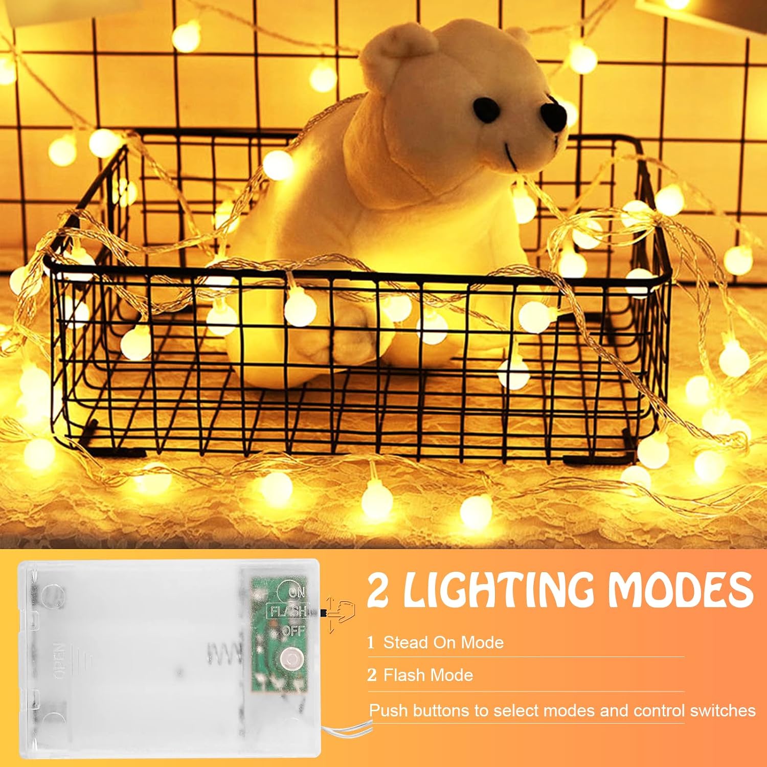 Thumbnail 2 de A.bigwhale 30 LED Lichterkette Batterie - Warmweiß, 3 m, für Balkon und Garten