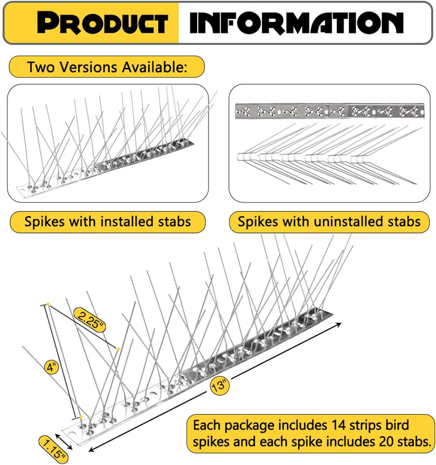 Thumbnail 2 de Remiawy Bird Spikes for Pigeons 14 Strips