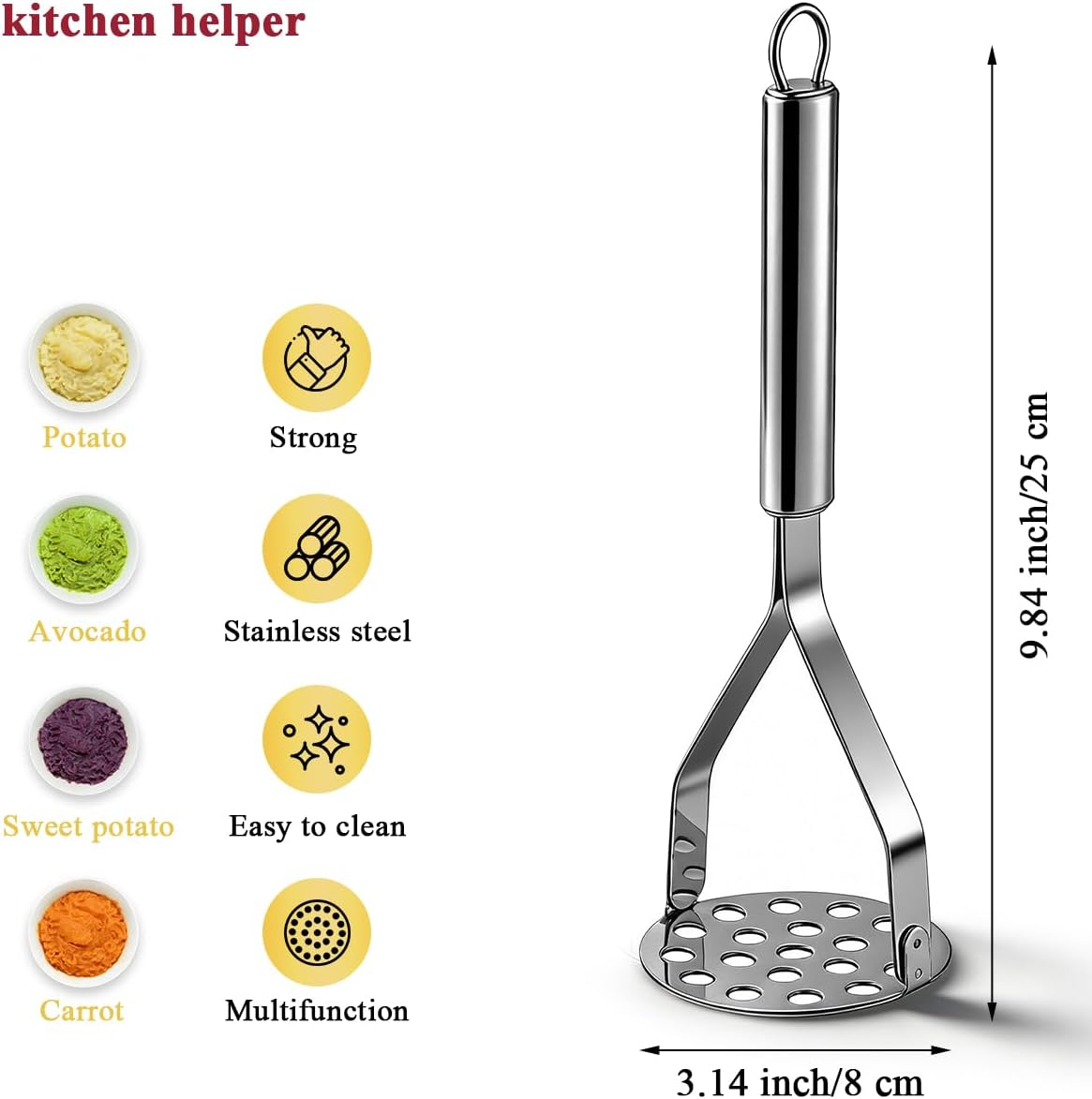 Detalle 2 de Homquen Potato Masher, Stainless Steel